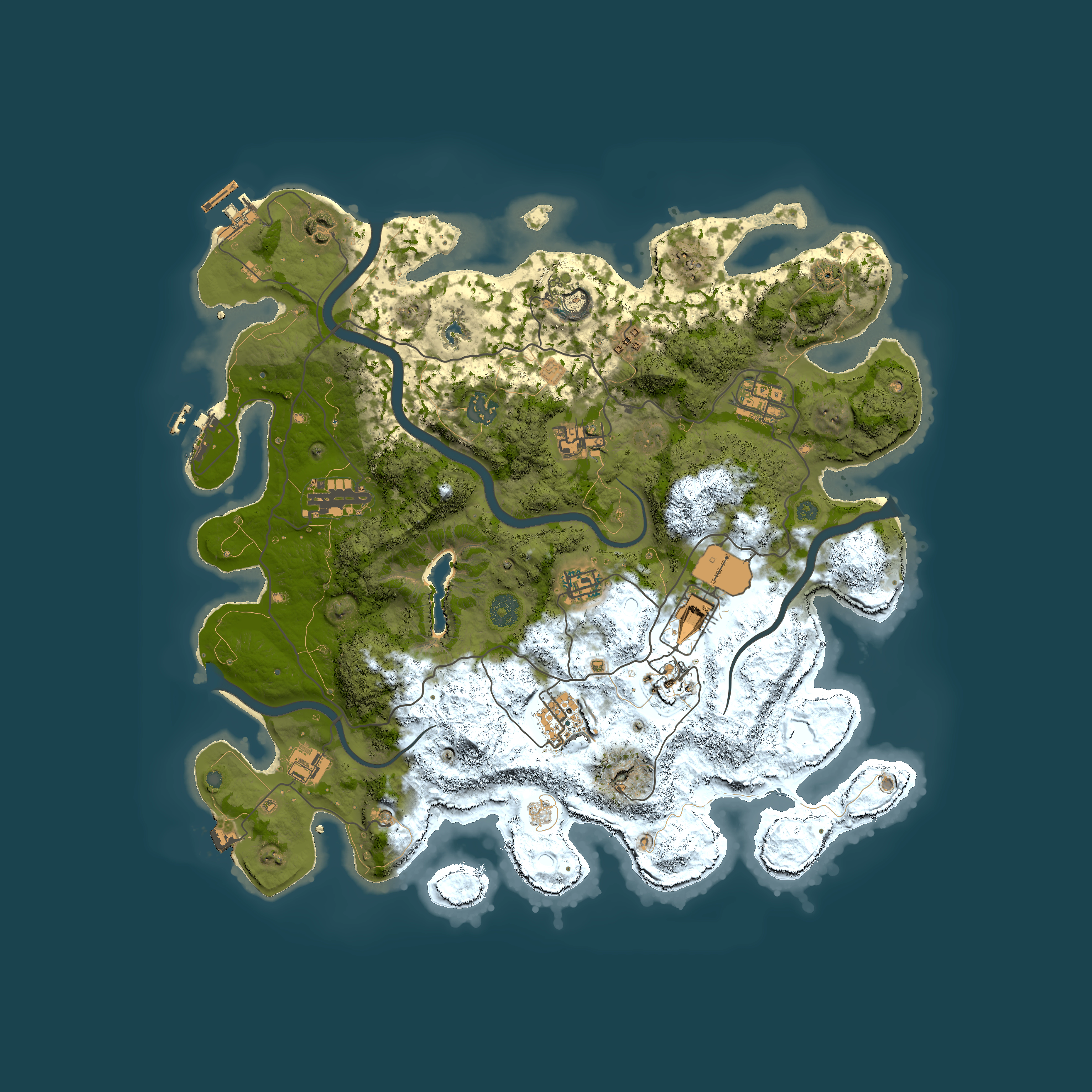 Full top-down render of Rust map seed 1197575670, 4000x4000m