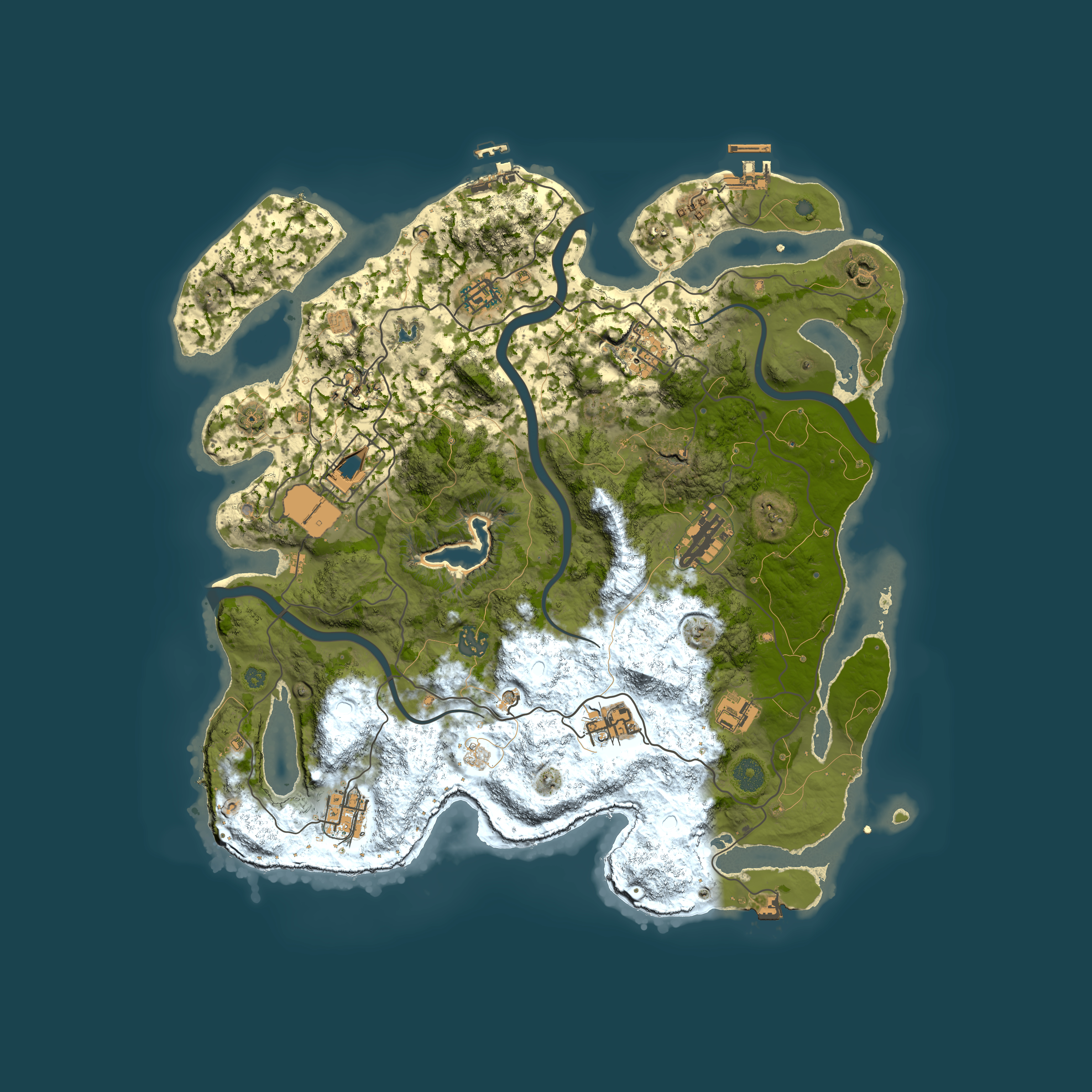 Full top-down render of Rust map seed 1273614490, 4000x4000m