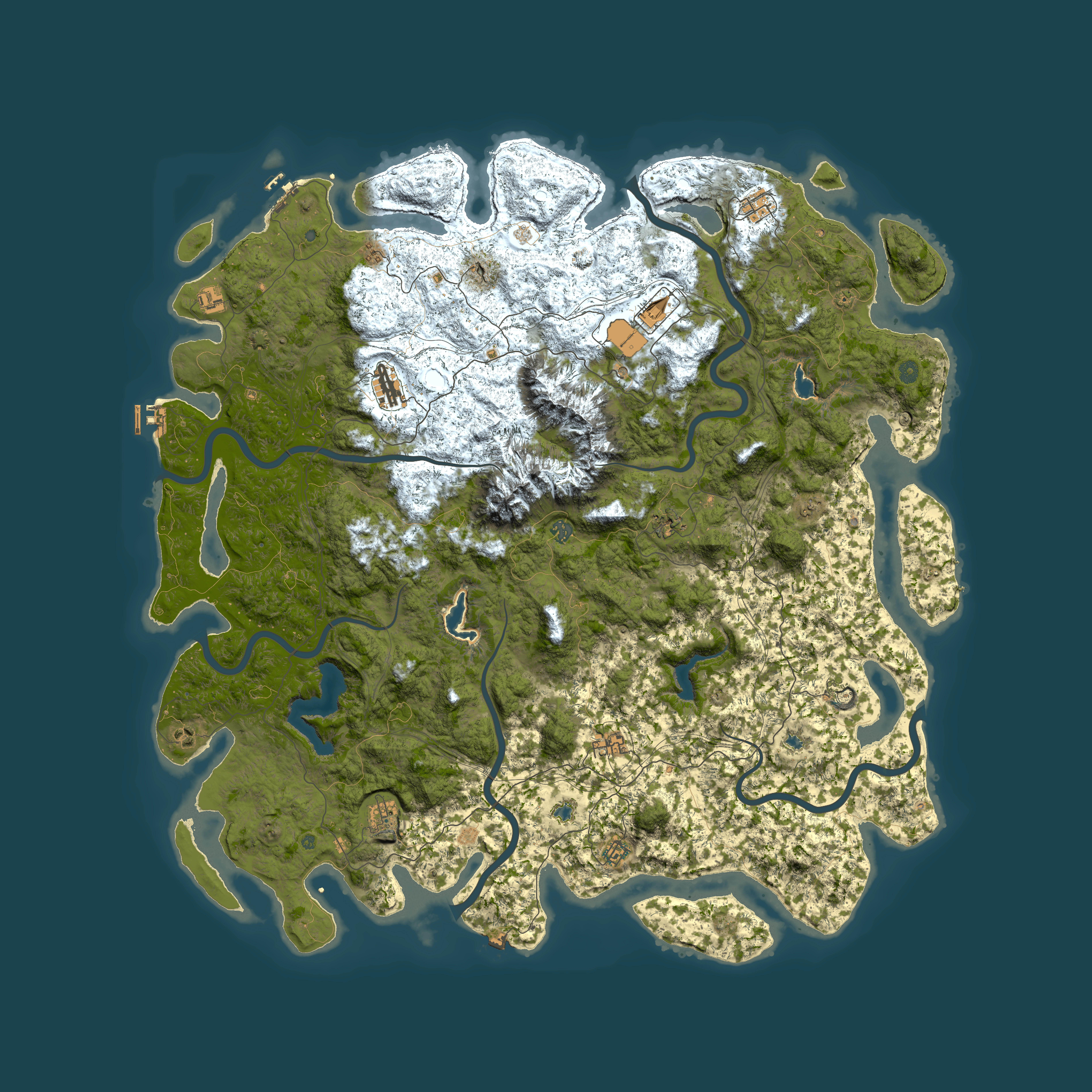 Full top-down render of Rust map seed 1499709068, 6000x6000m