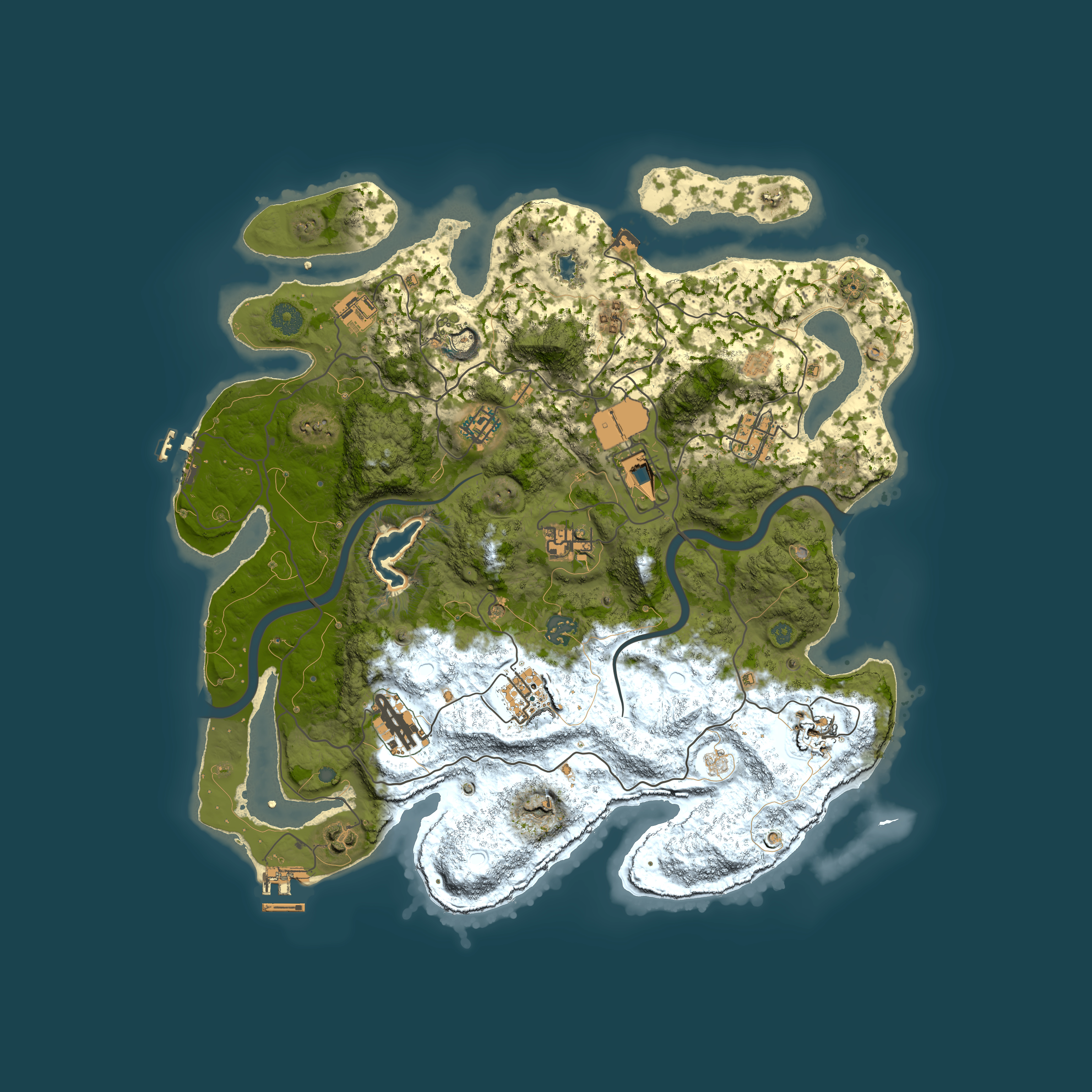 Full top-down render of Rust map seed 854861025, 4000x4000m
