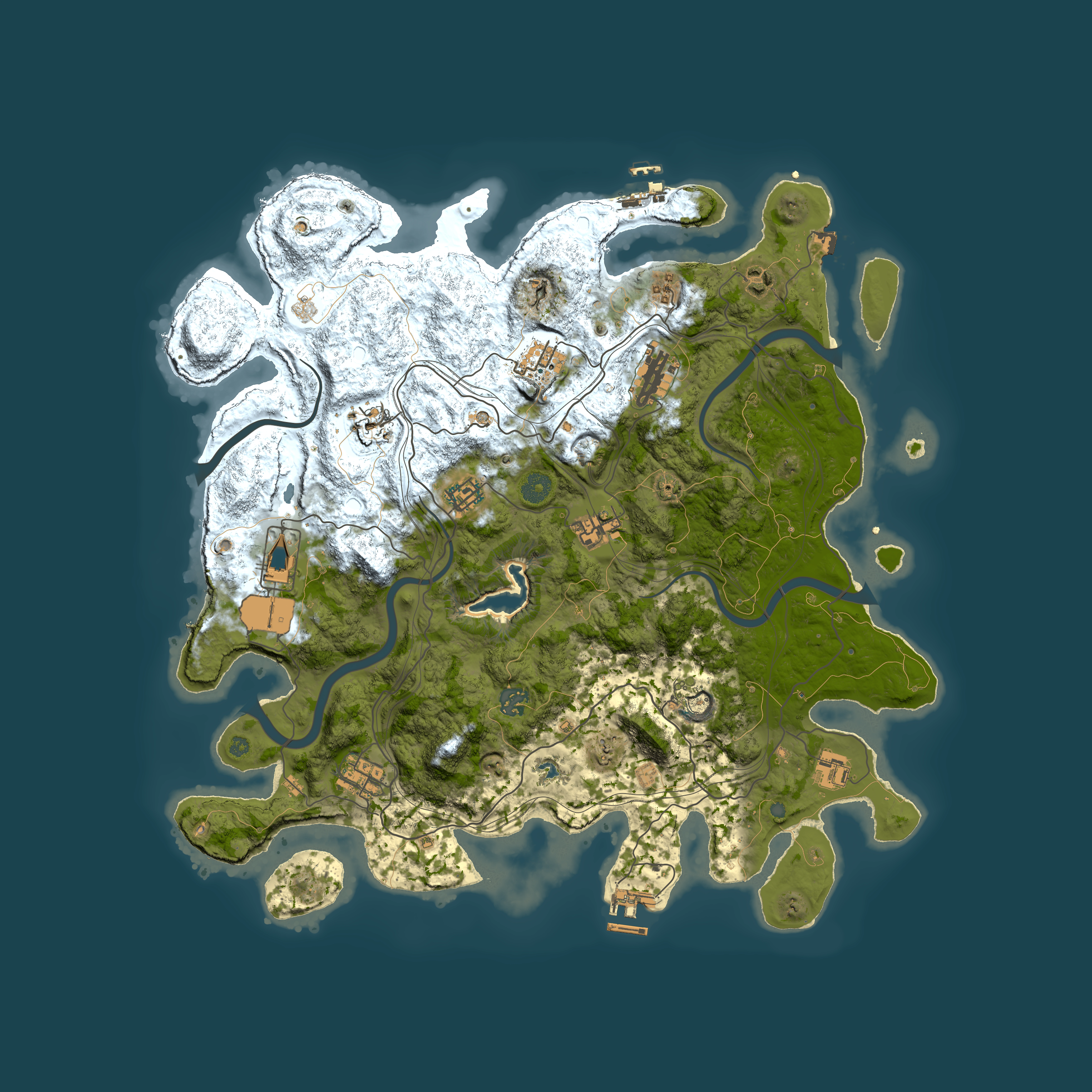Full top-down render of Rust map seed 0, 4250x4250m