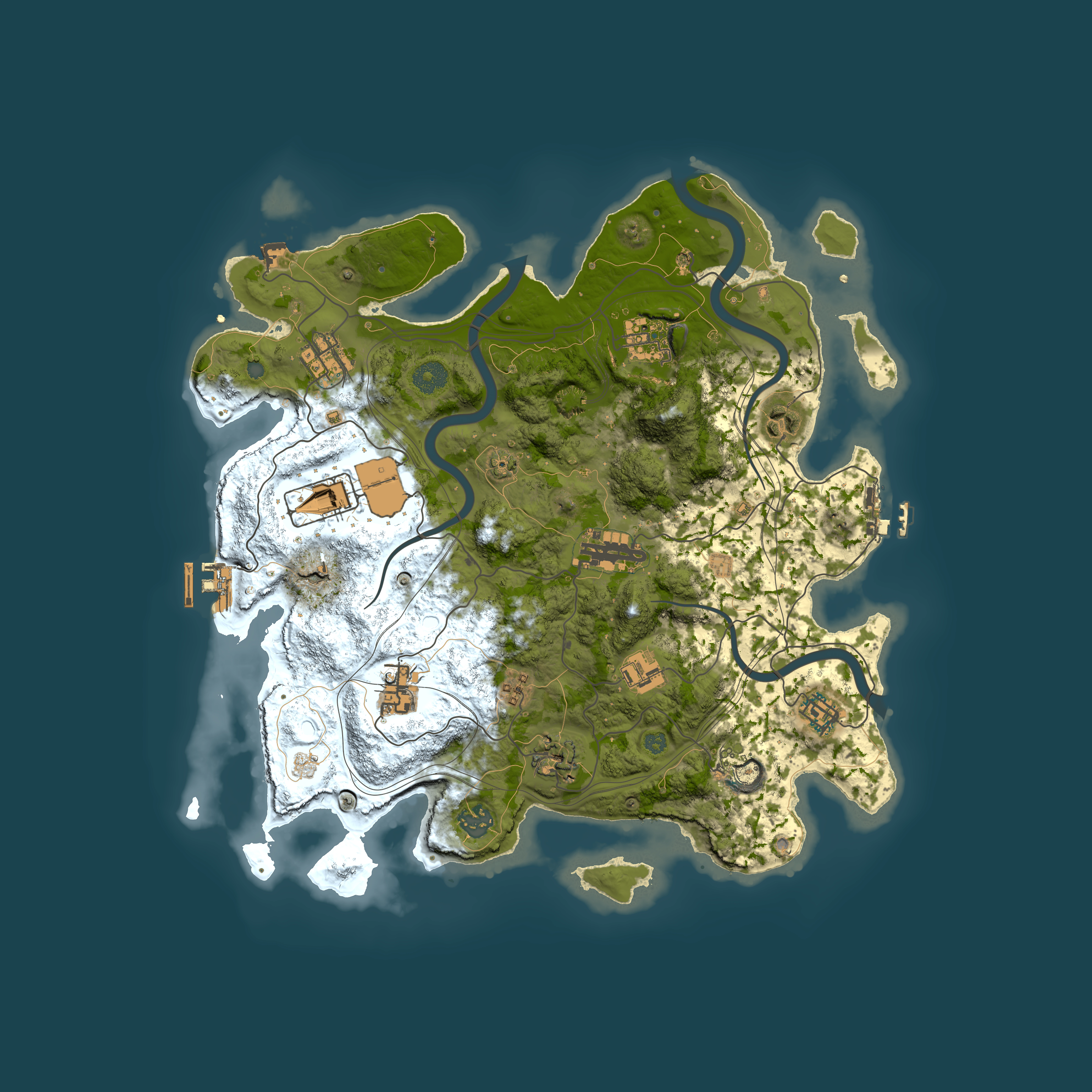 Full top-down render of Rust map seed 1337, 3800x3800m