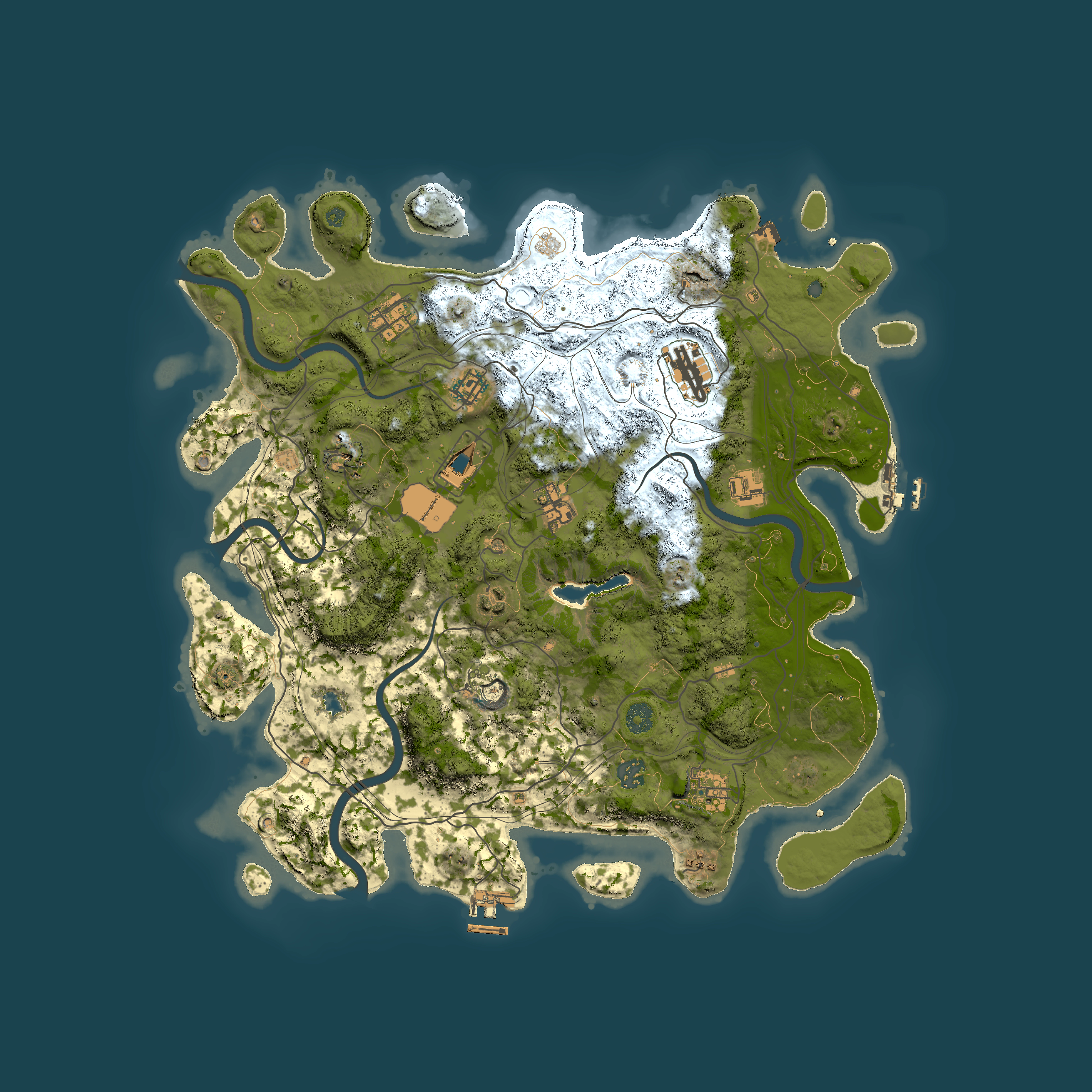 Full top-down render of Rust map seed 0, 4250x4250m