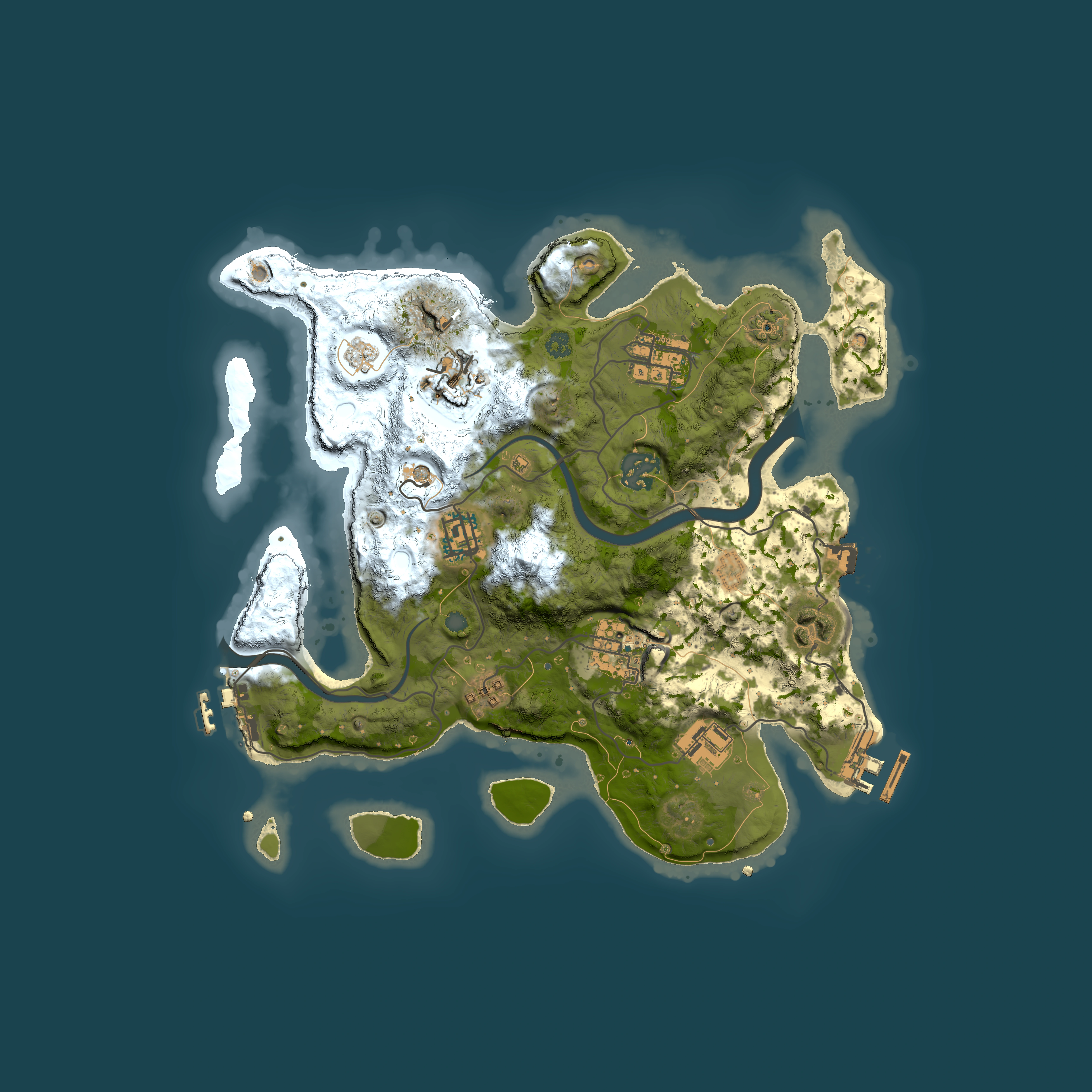 Full top-down render of Rust map seed 1364837269, 3000x3000m
