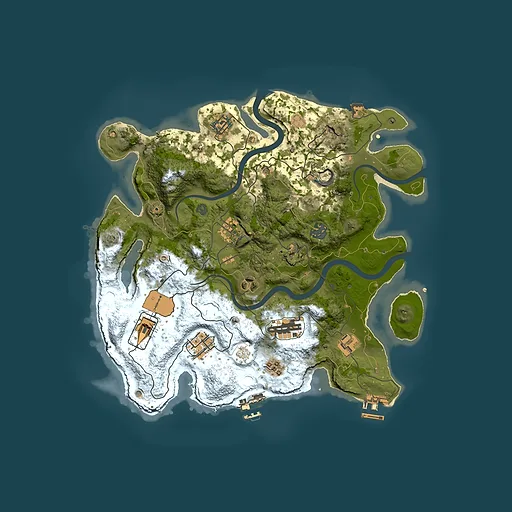 Rust map seed 464307009, 3500x3500m top-down preview