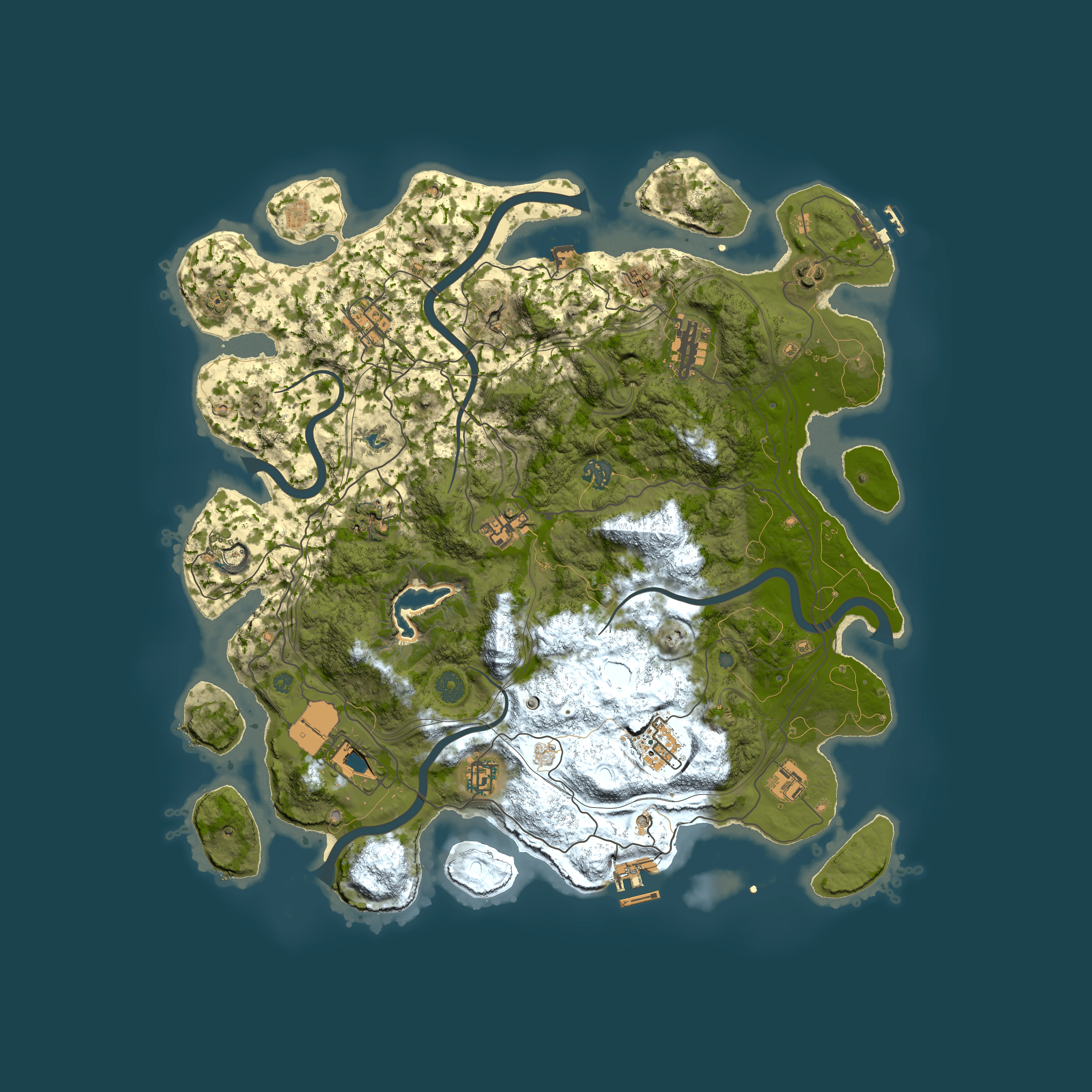 Full top-down render of Rust map seed 0, 4250x4250m