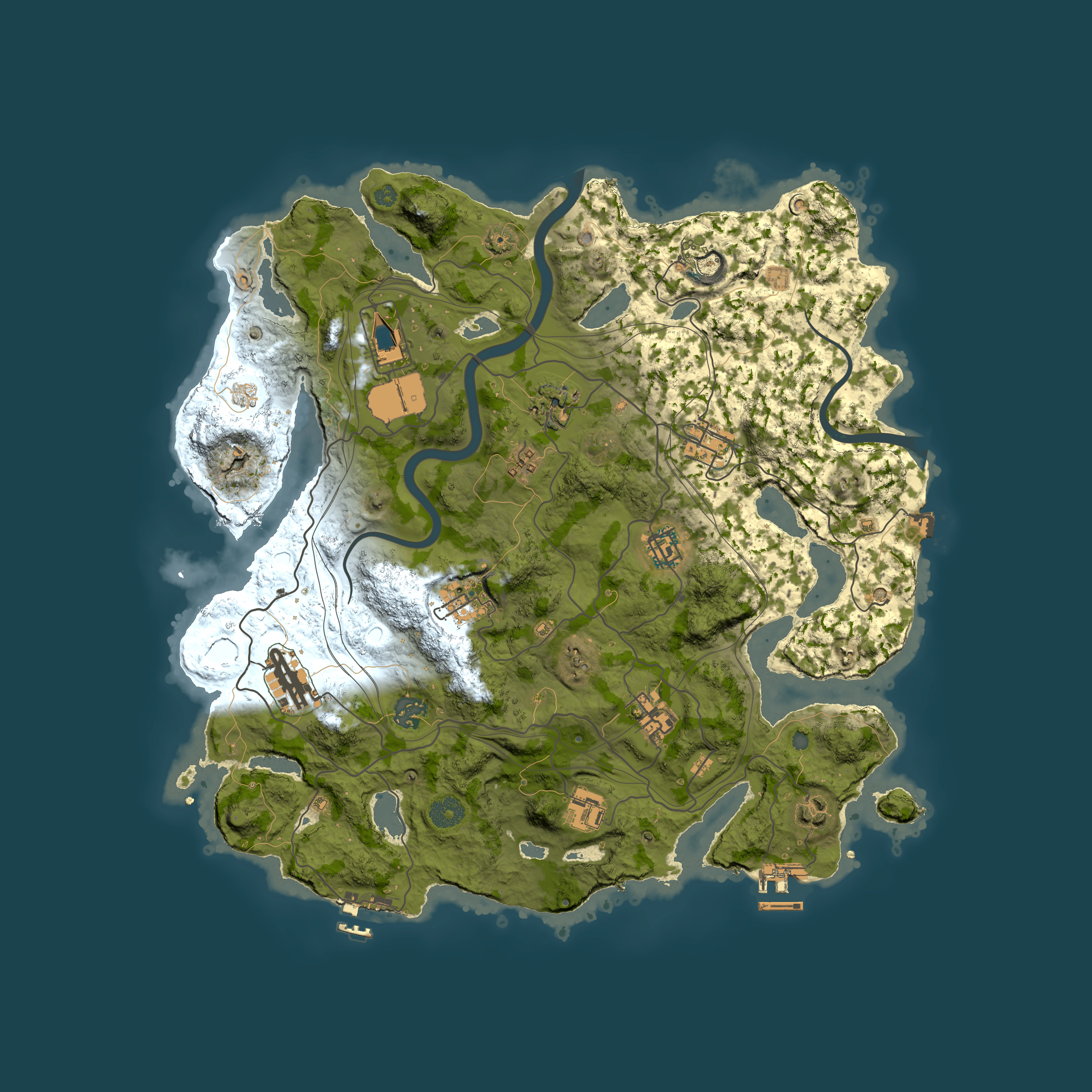 Full top-down render of Rust map seed 1337, 3850x3850m