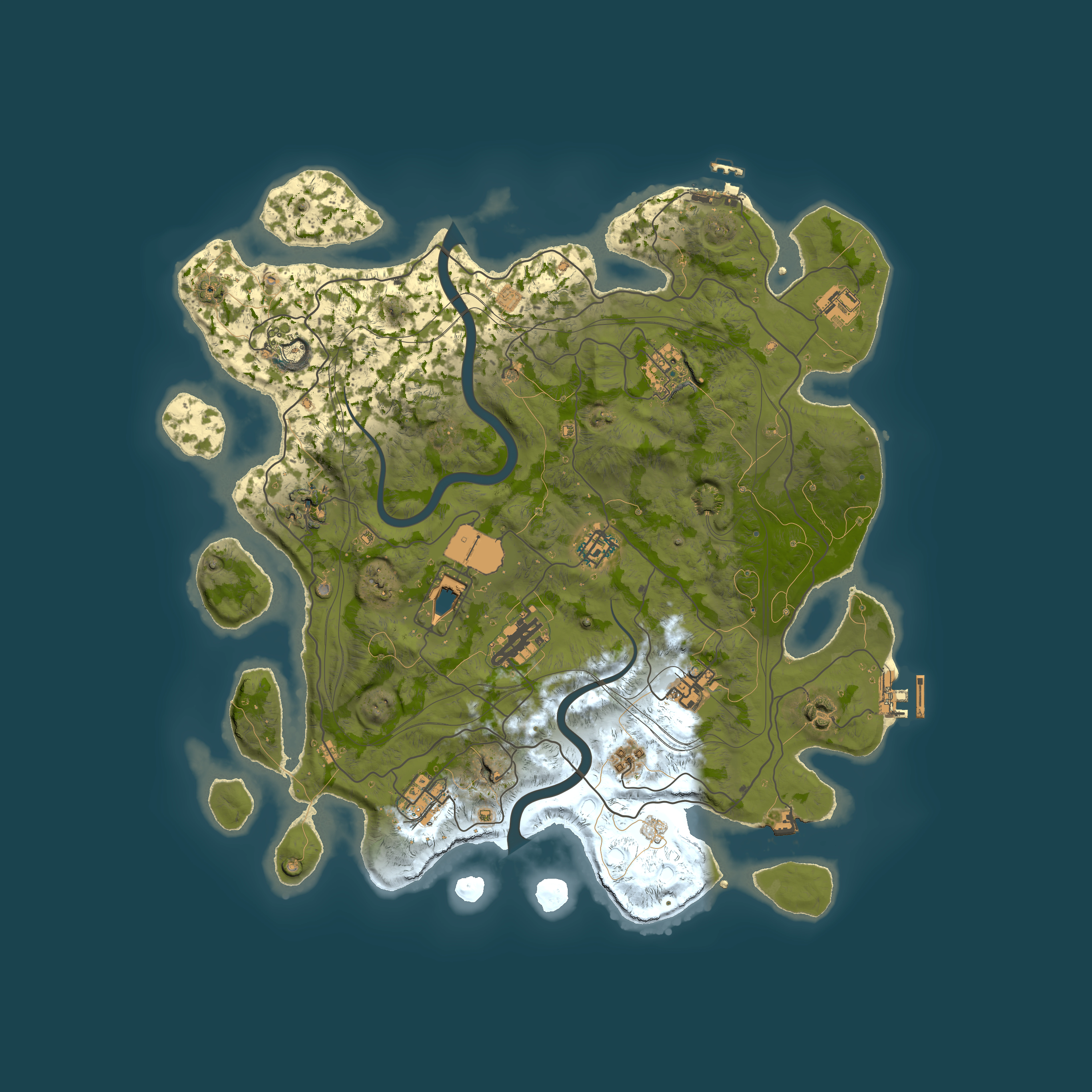 Full top-down render of Rust map seed 1337, 4000x4000m