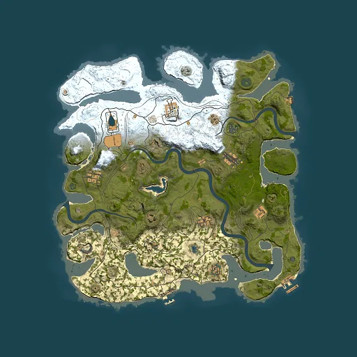 Rust map seed 1, 4200x4200m top-down preview