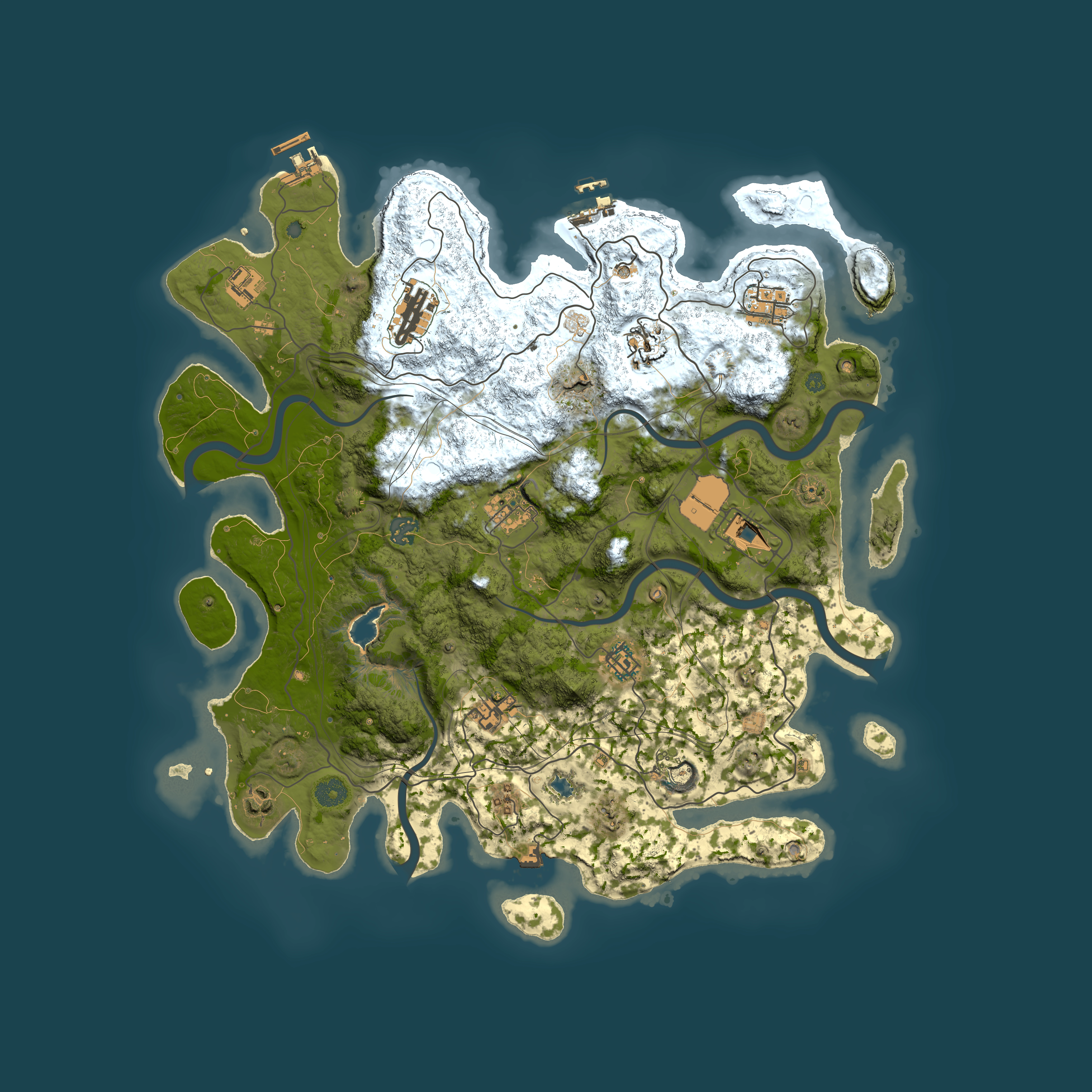 Full top-down render of Rust map seed 0, 4250x4250m