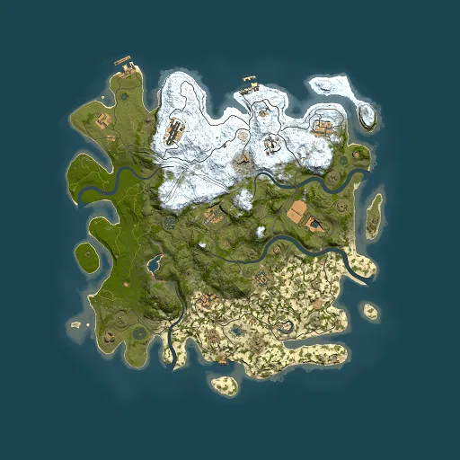 Rust map seed 0, 4250x4250m top-down preview