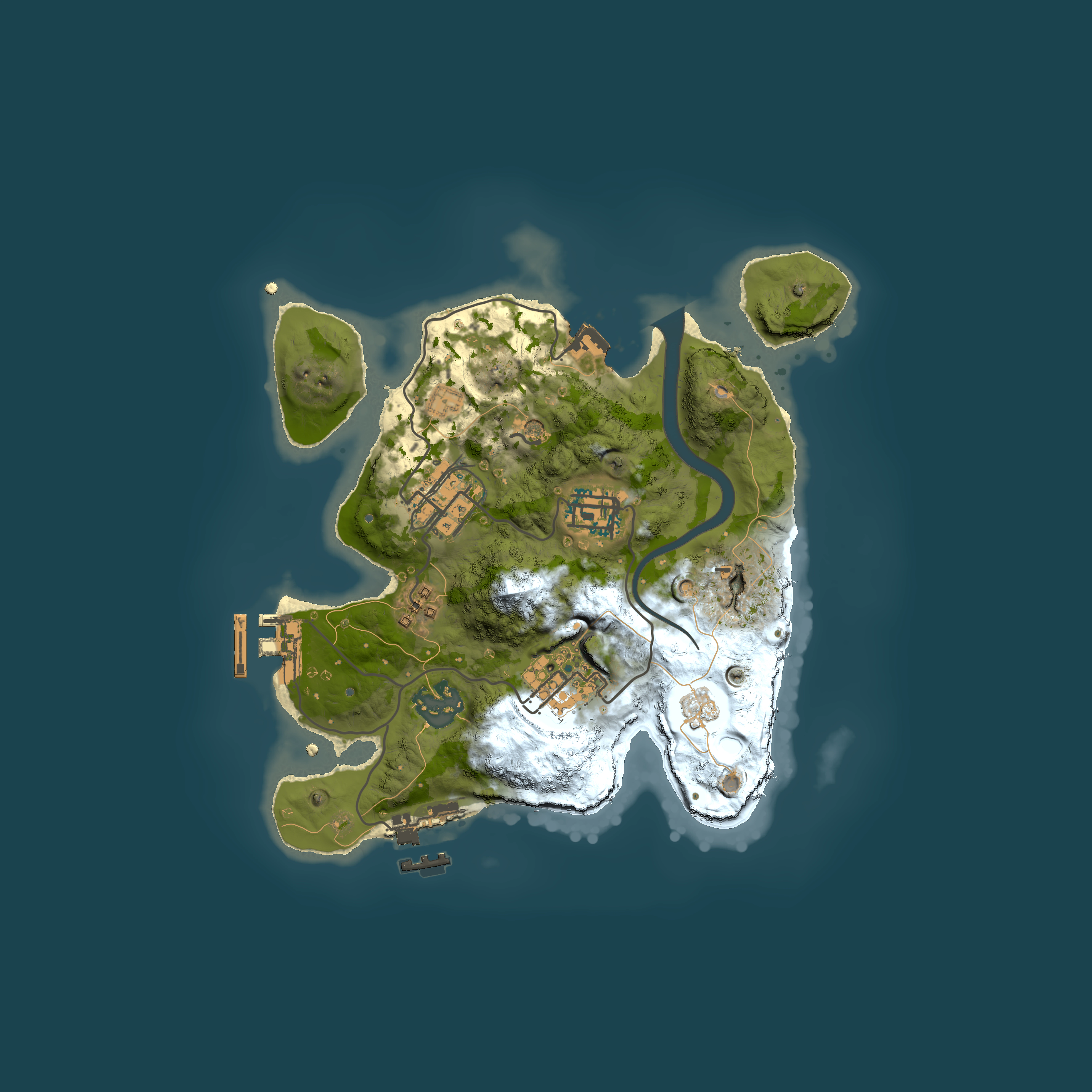 Full top-down render of Rust map seed 1572213663, 2500x2500m