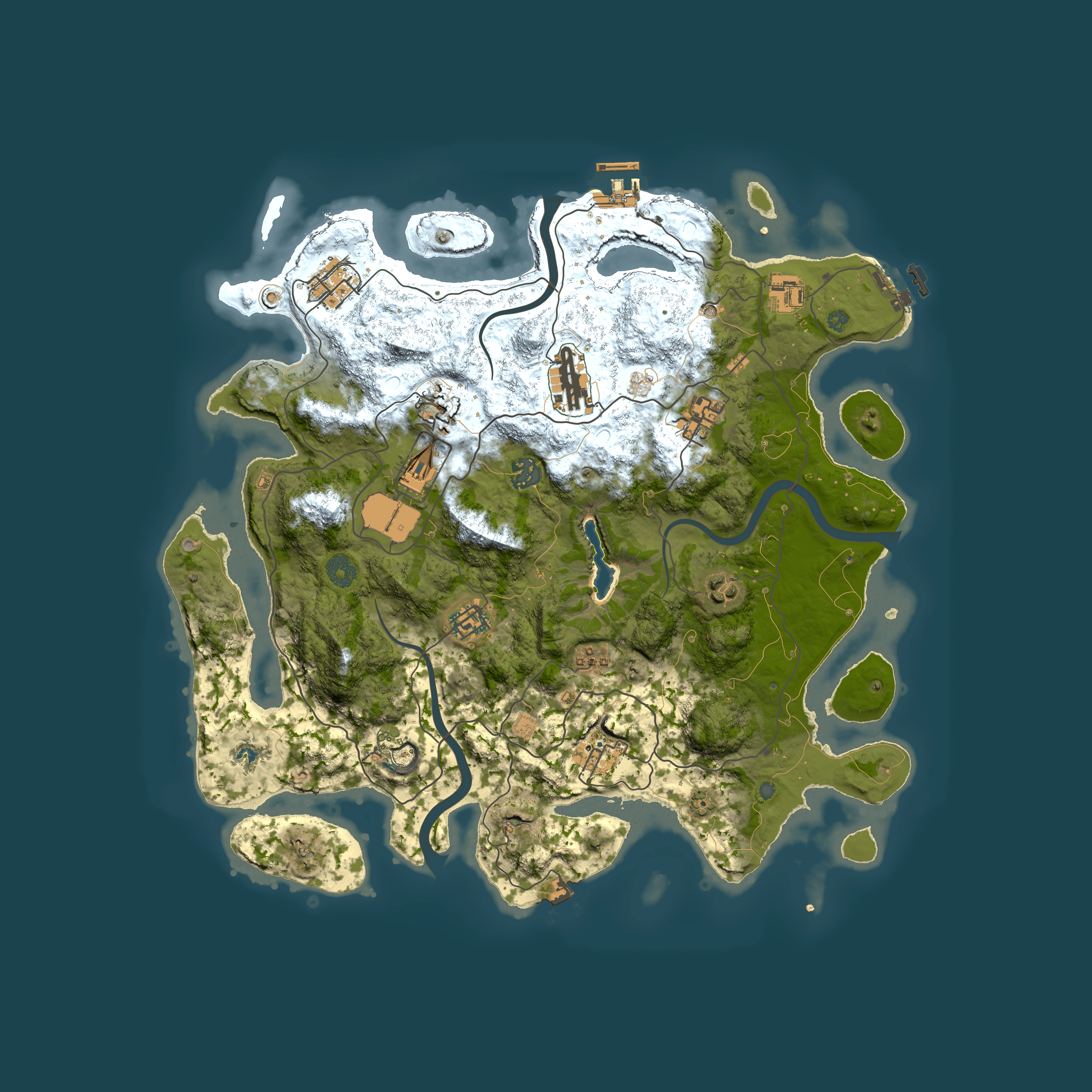 Full top-down render of Rust map seed 1448760718, 4000x4000m