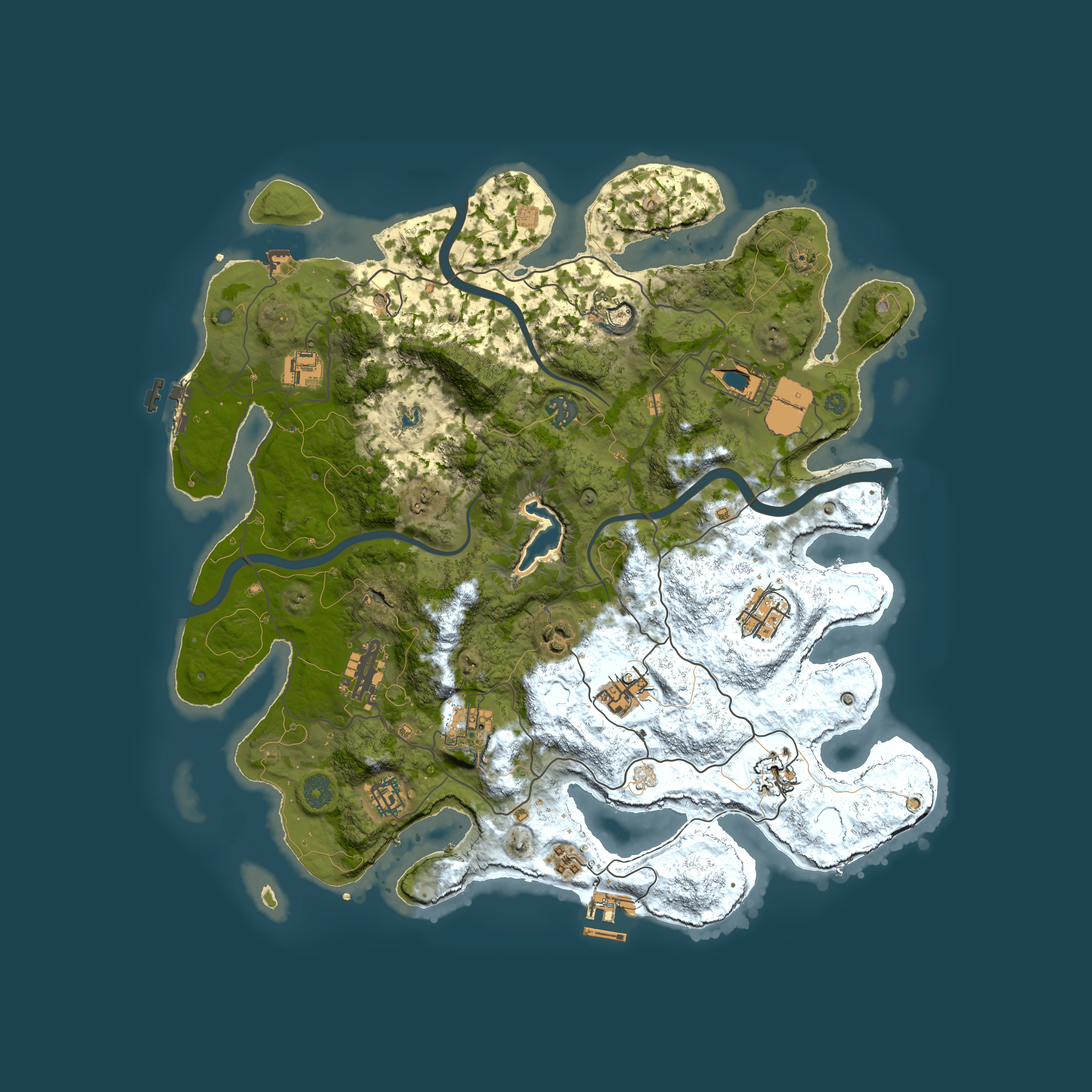 Full top-down render of Rust map seed 1933374268, 4000x4000m