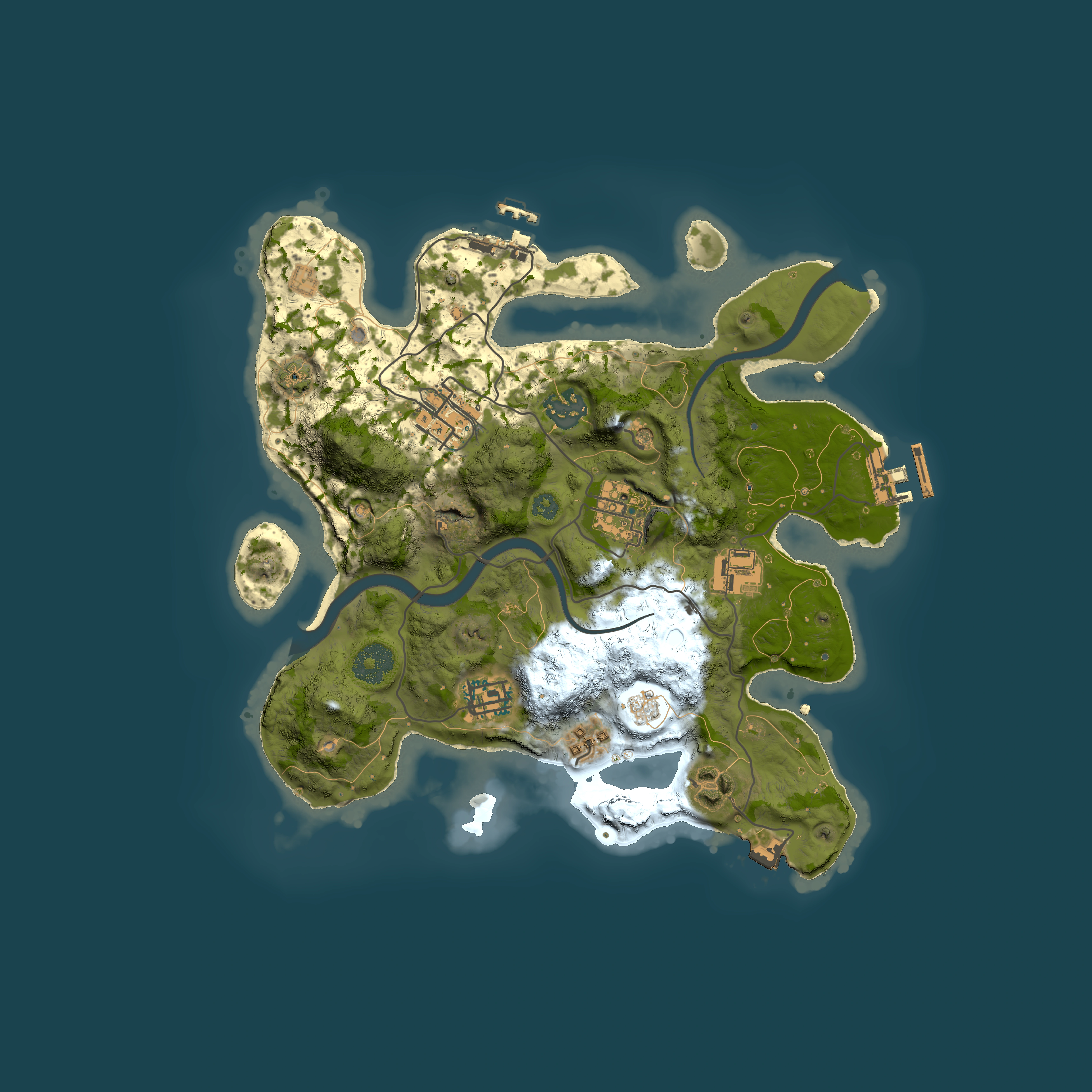 Full top-down render of Rust map seed 1010910388, 3000x3000m