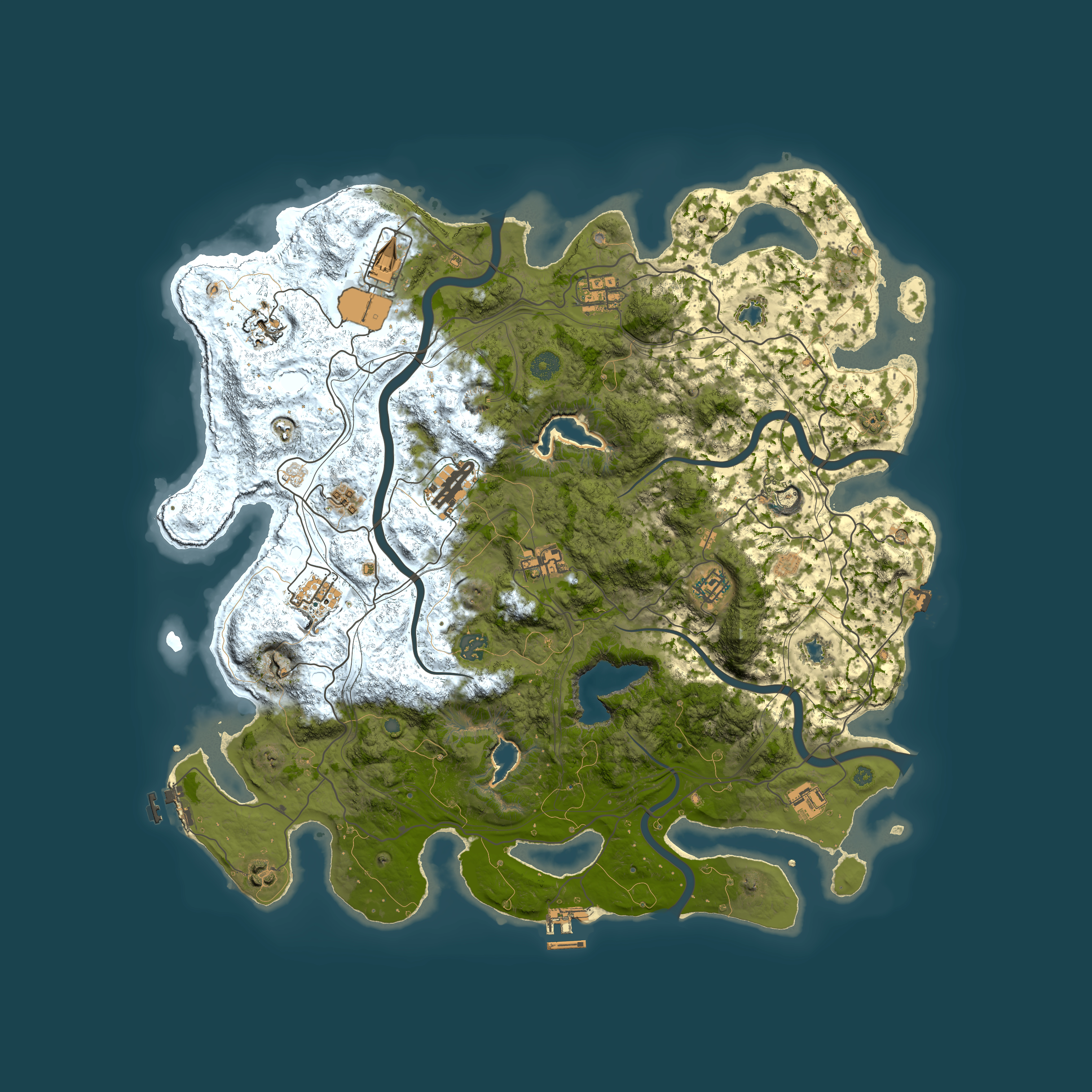 Full top-down render of Rust map seed 492597757, 4500x4500m