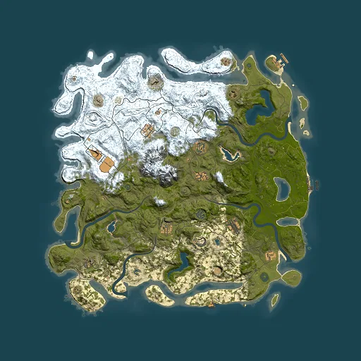 Rust map seed 1975743609, 5000x5000m top-down preview
