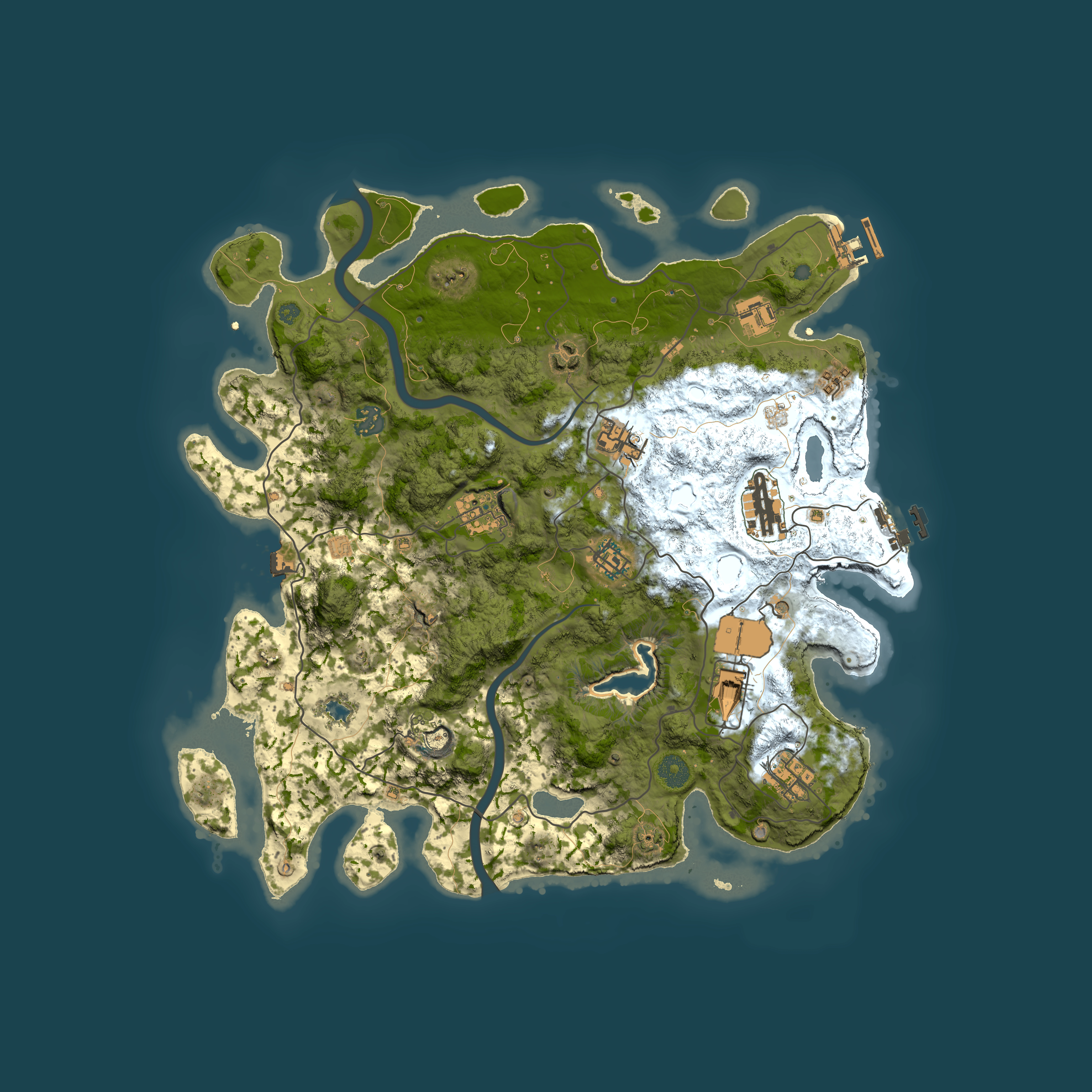 Full top-down render of Rust map seed 1172371470, 4000x4000m