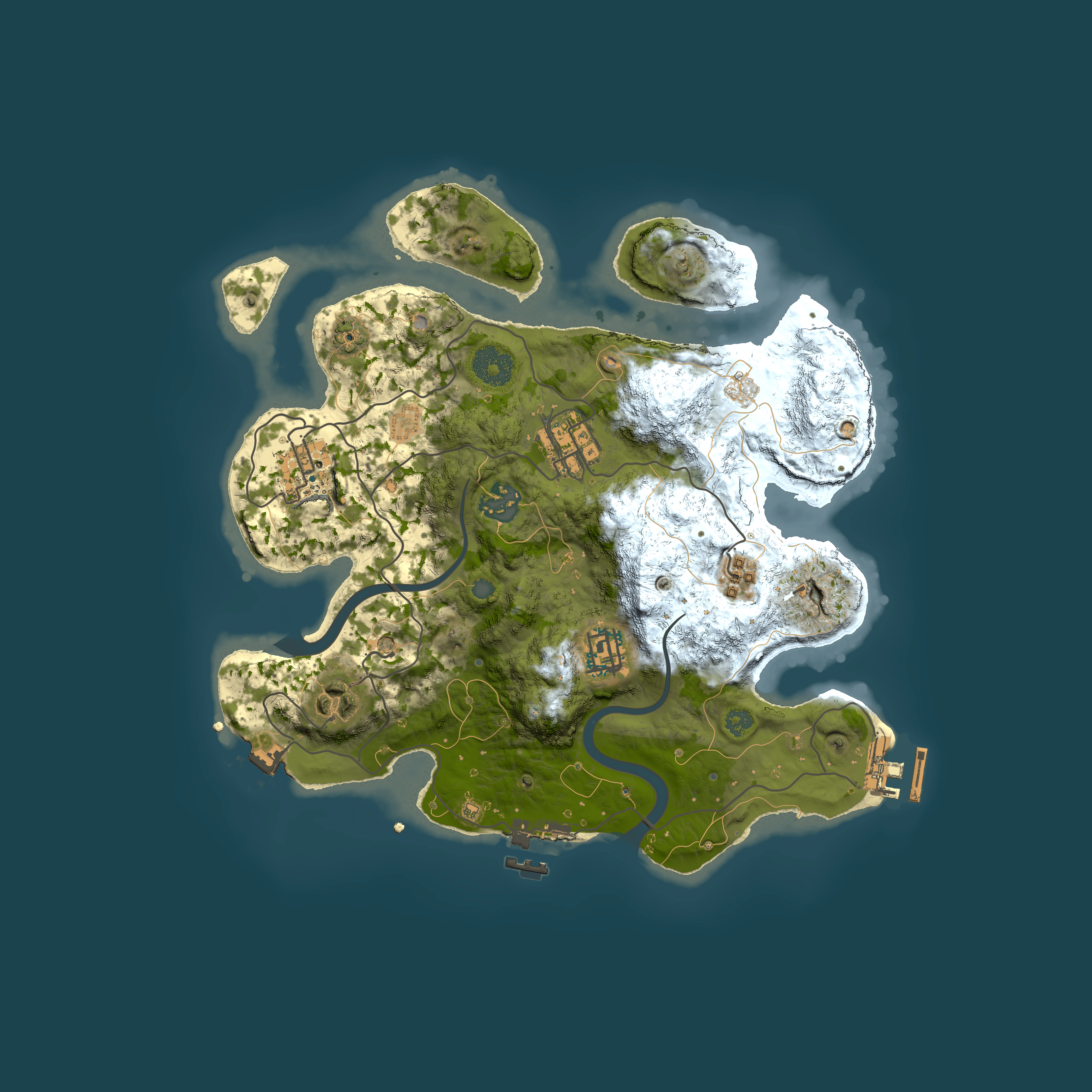 Full top-down render of Rust map seed 1690268404, 3000x3000m