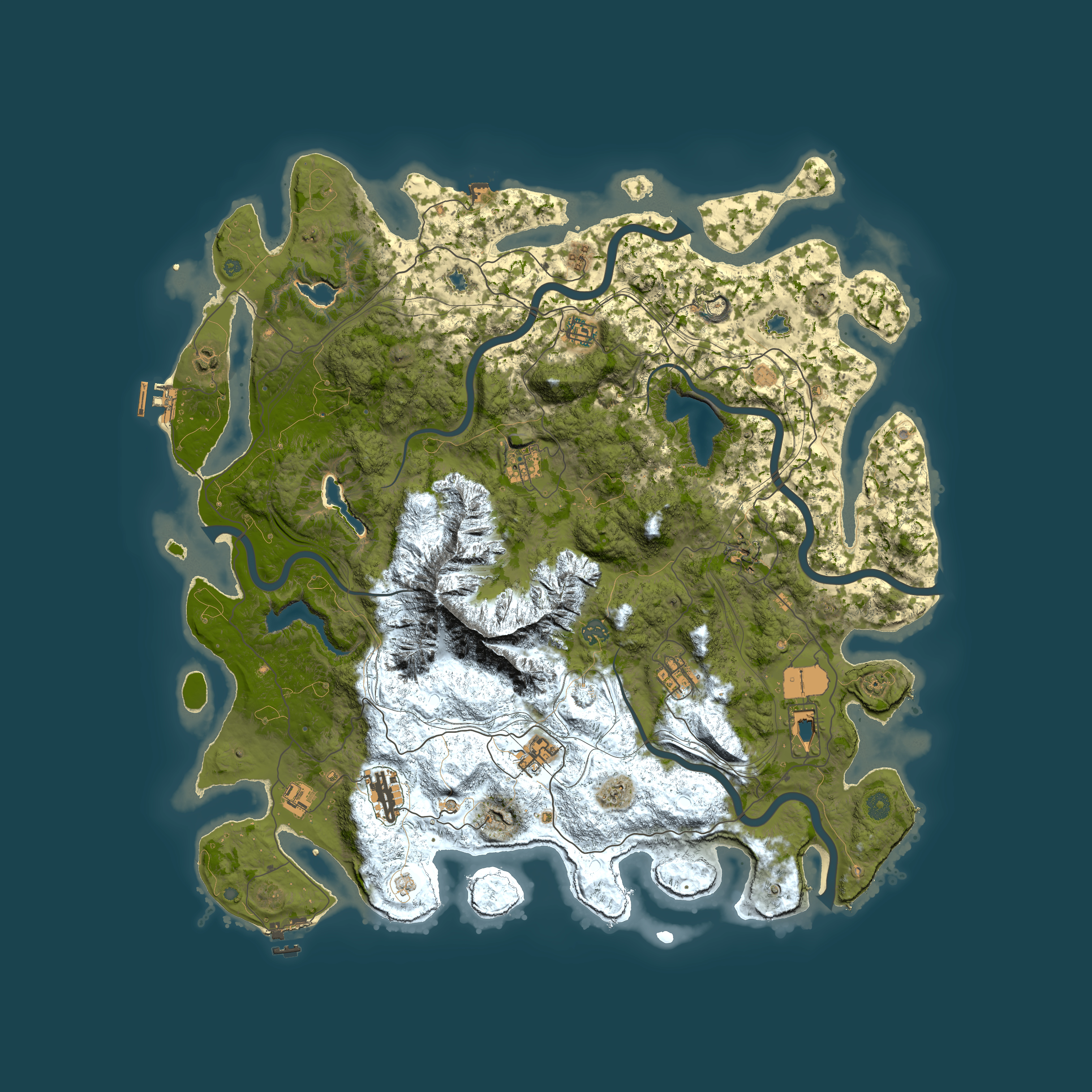 Full top-down render of Rust map seed 912900312, 5000x5000m