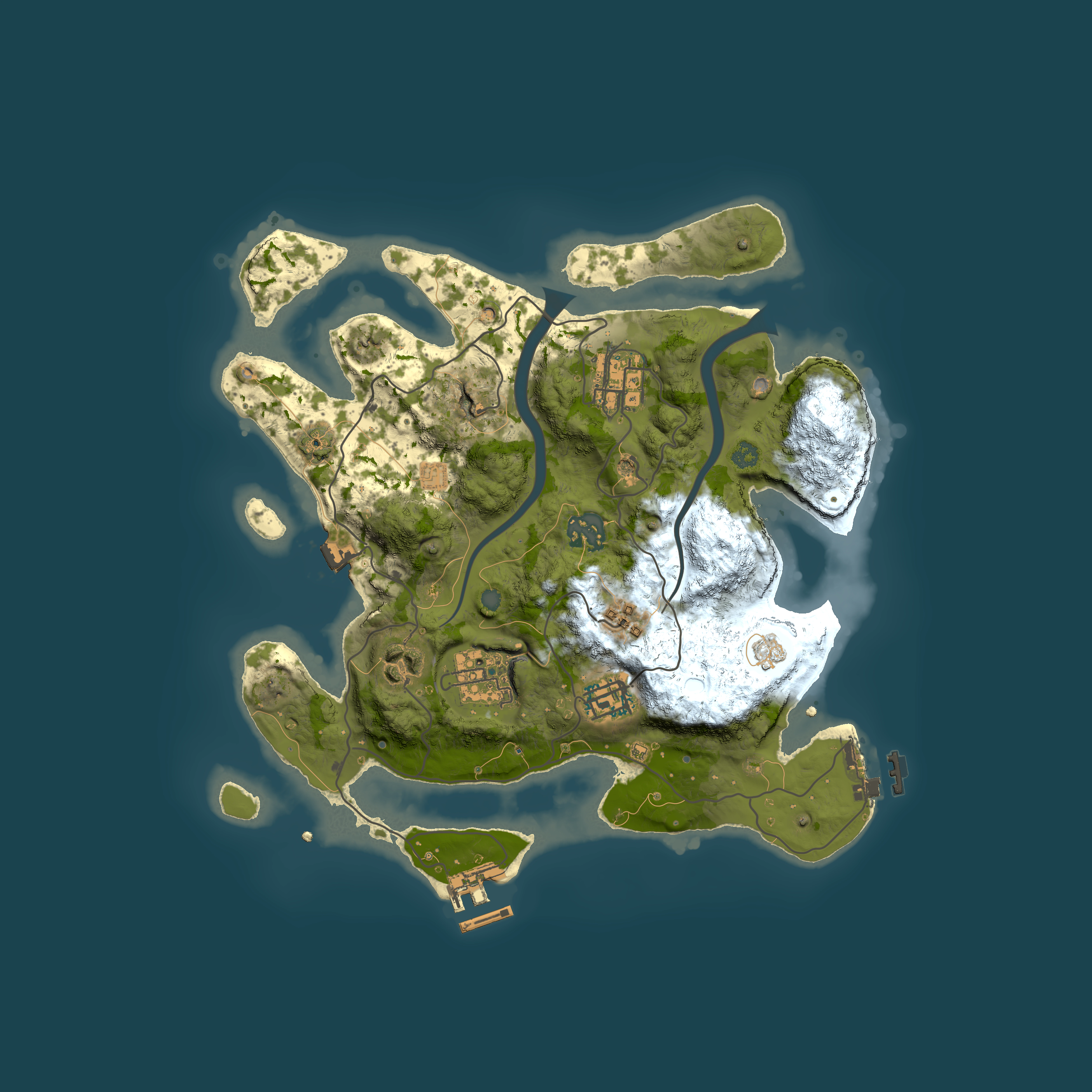 Full top-down render of Rust map seed 343966301, 3000x3000m