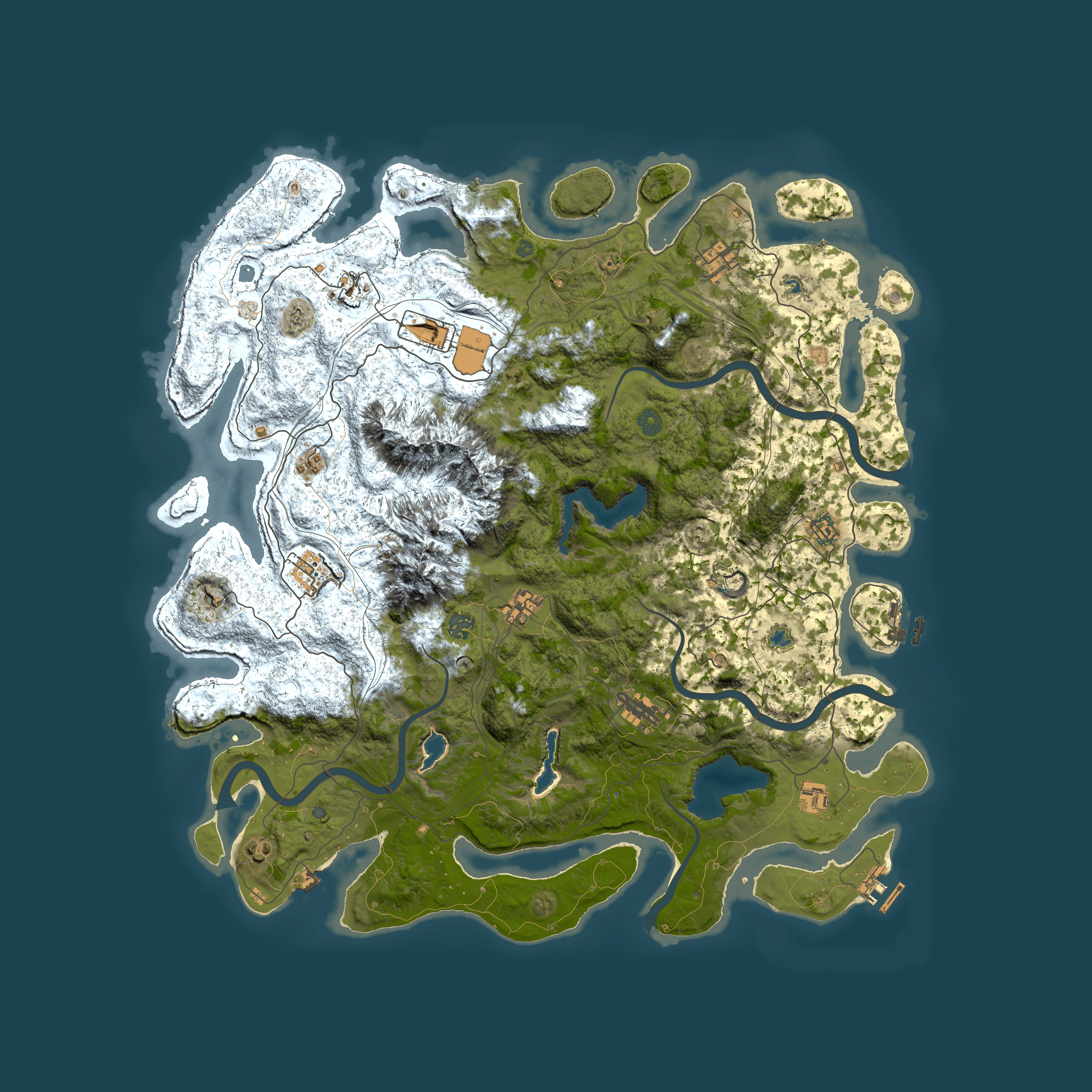 Full top-down render of Rust map seed 1109070714, 5000x5000m