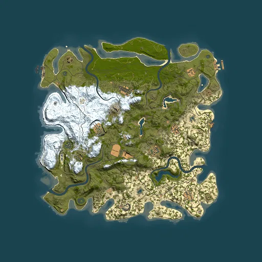 Rust map seed 1870104028, 4500x4500m top-down preview