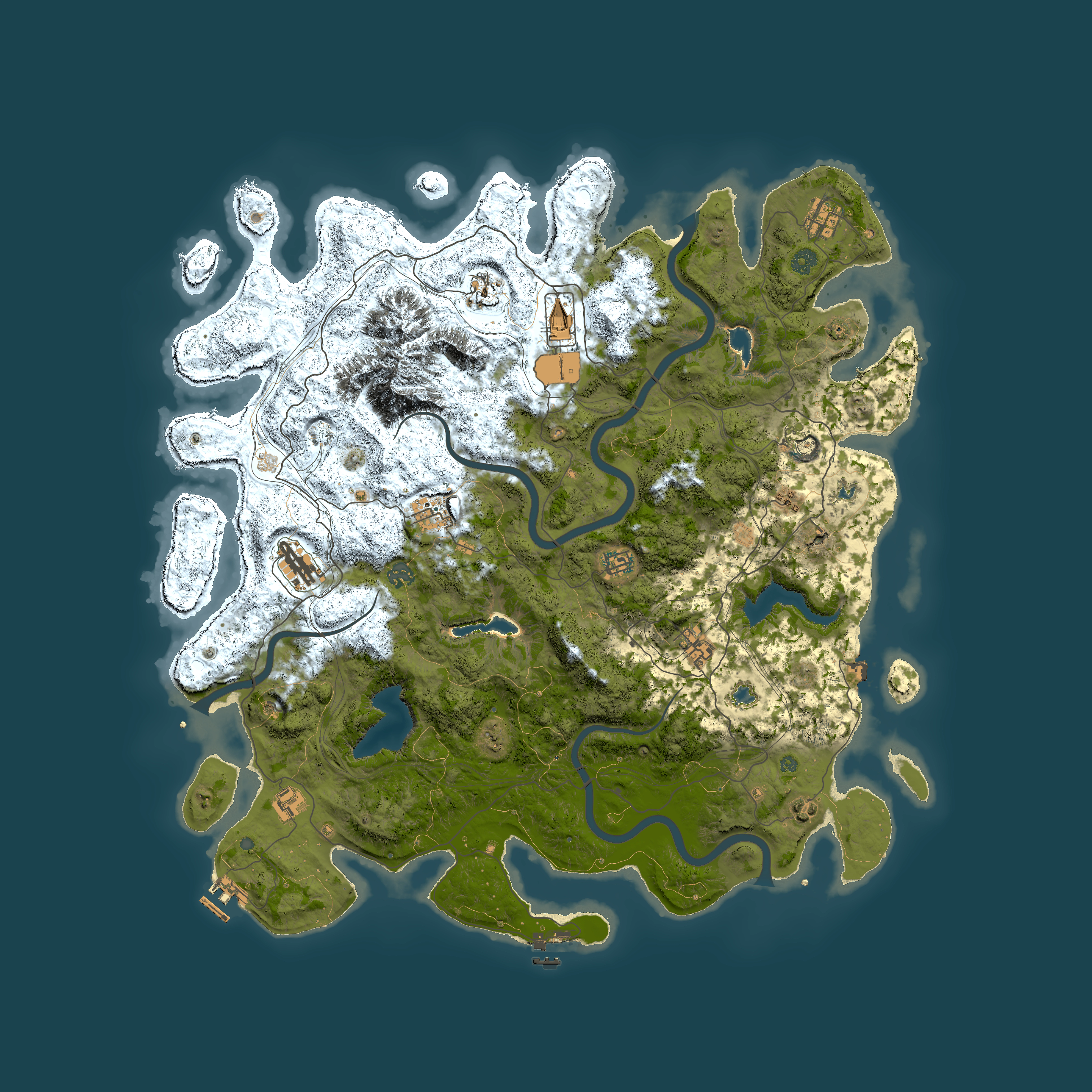 Full top-down render of Rust map seed 1456293723, 5000x5000m