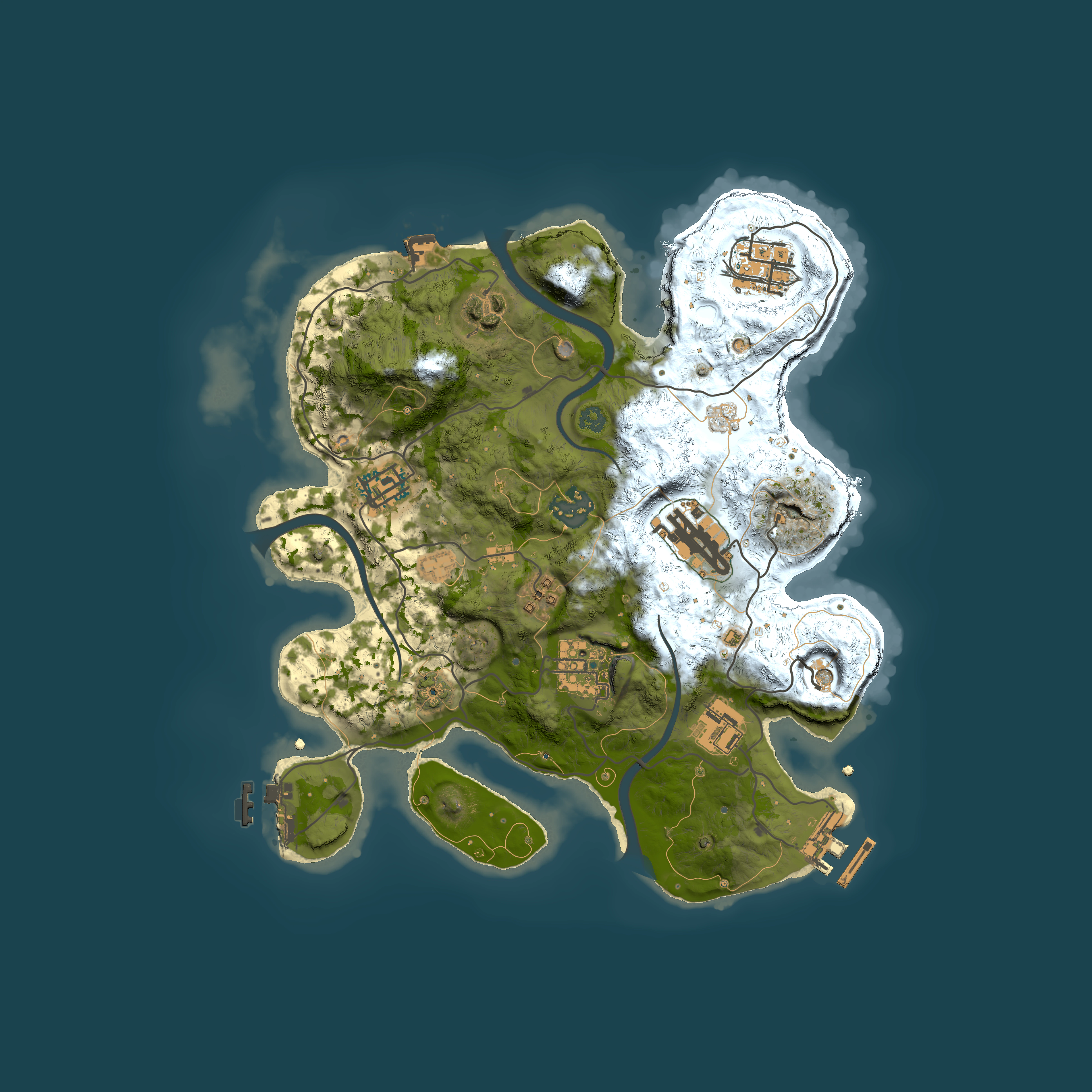 Full top-down render of Rust map seed 1353447068, 3000x3000m