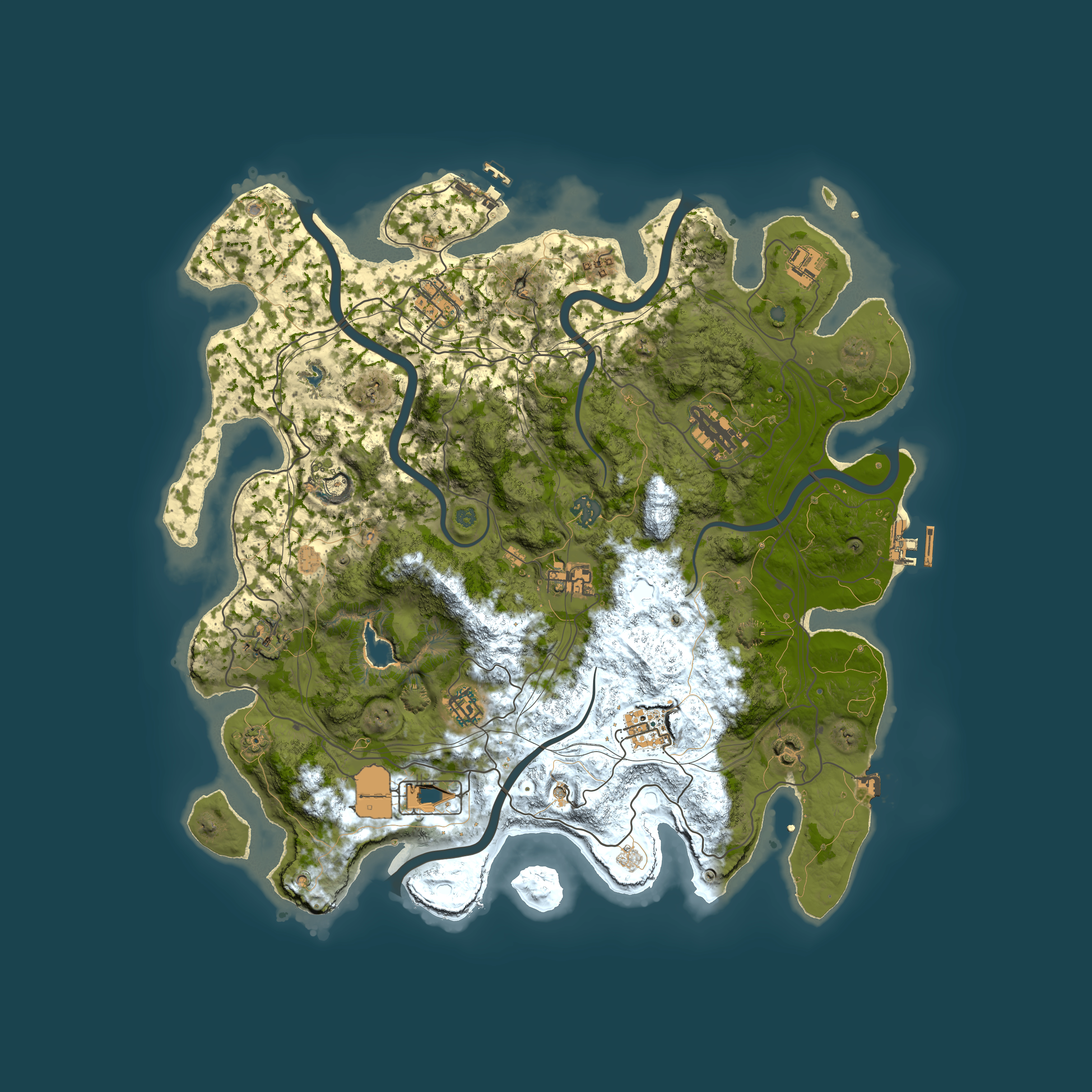 Full top-down render of Rust map seed 0, 4250x4250m