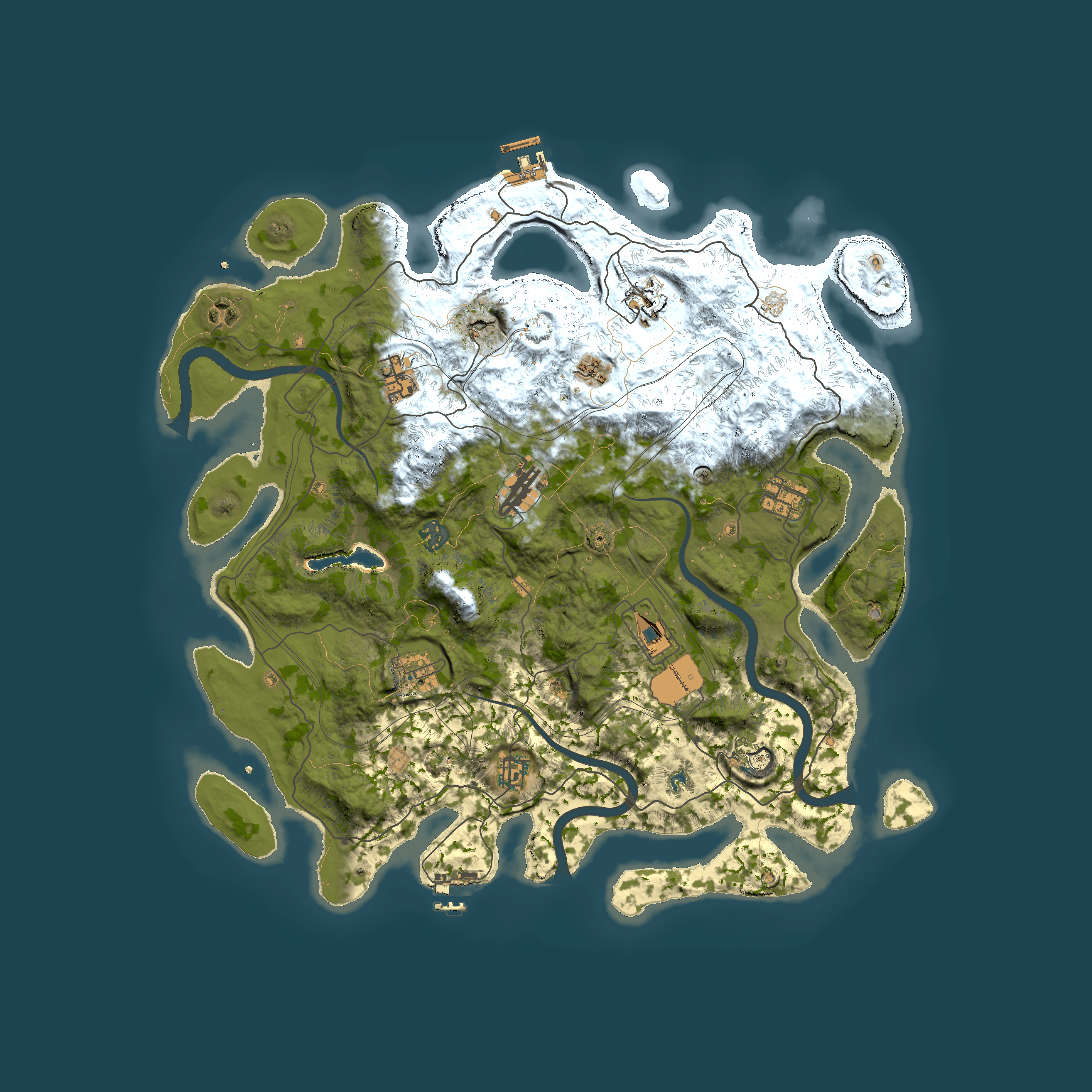 Full top-down render of Rust map seed 22092026, 4250x4250m