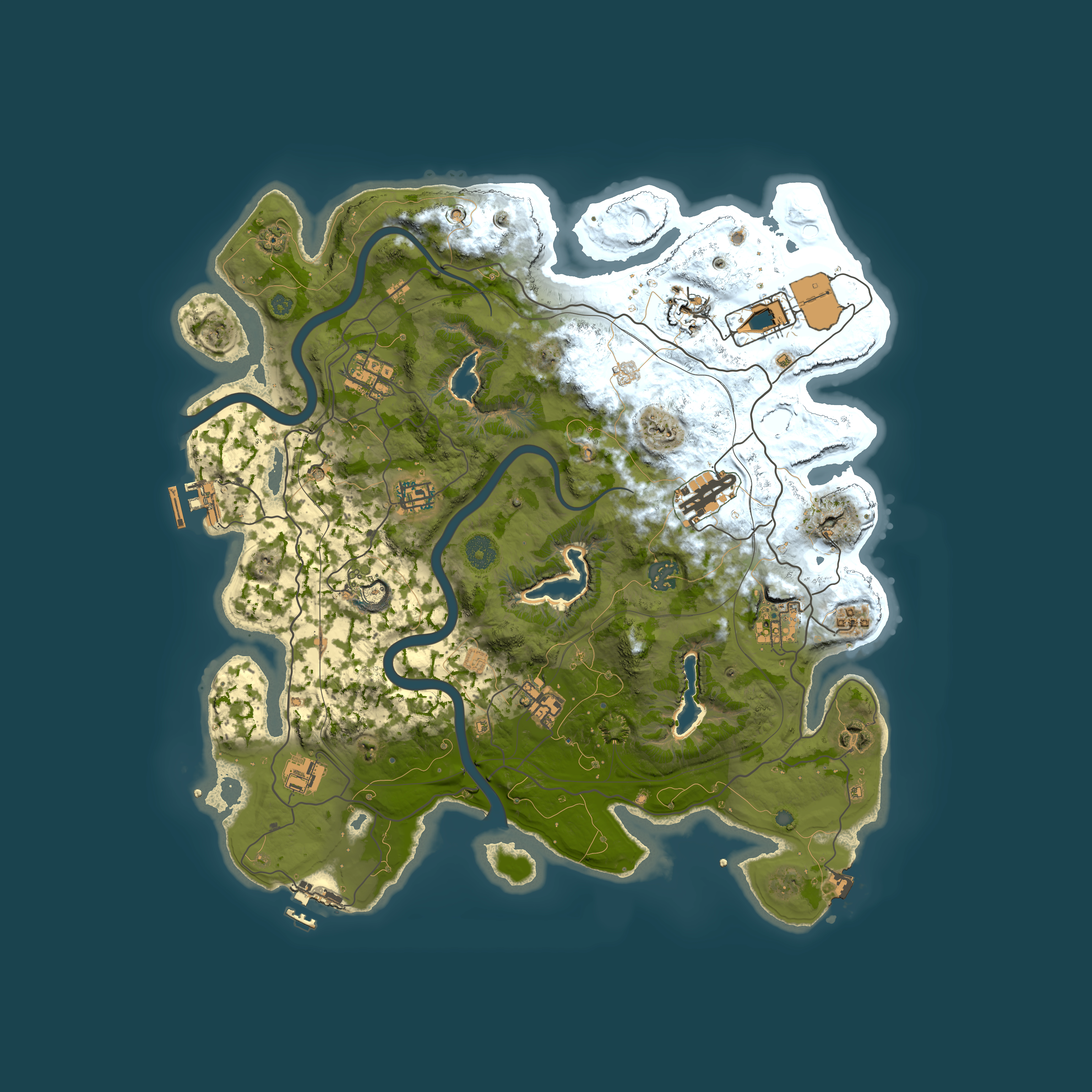 Full top-down render of Rust map seed 1337, 4000x4000m
