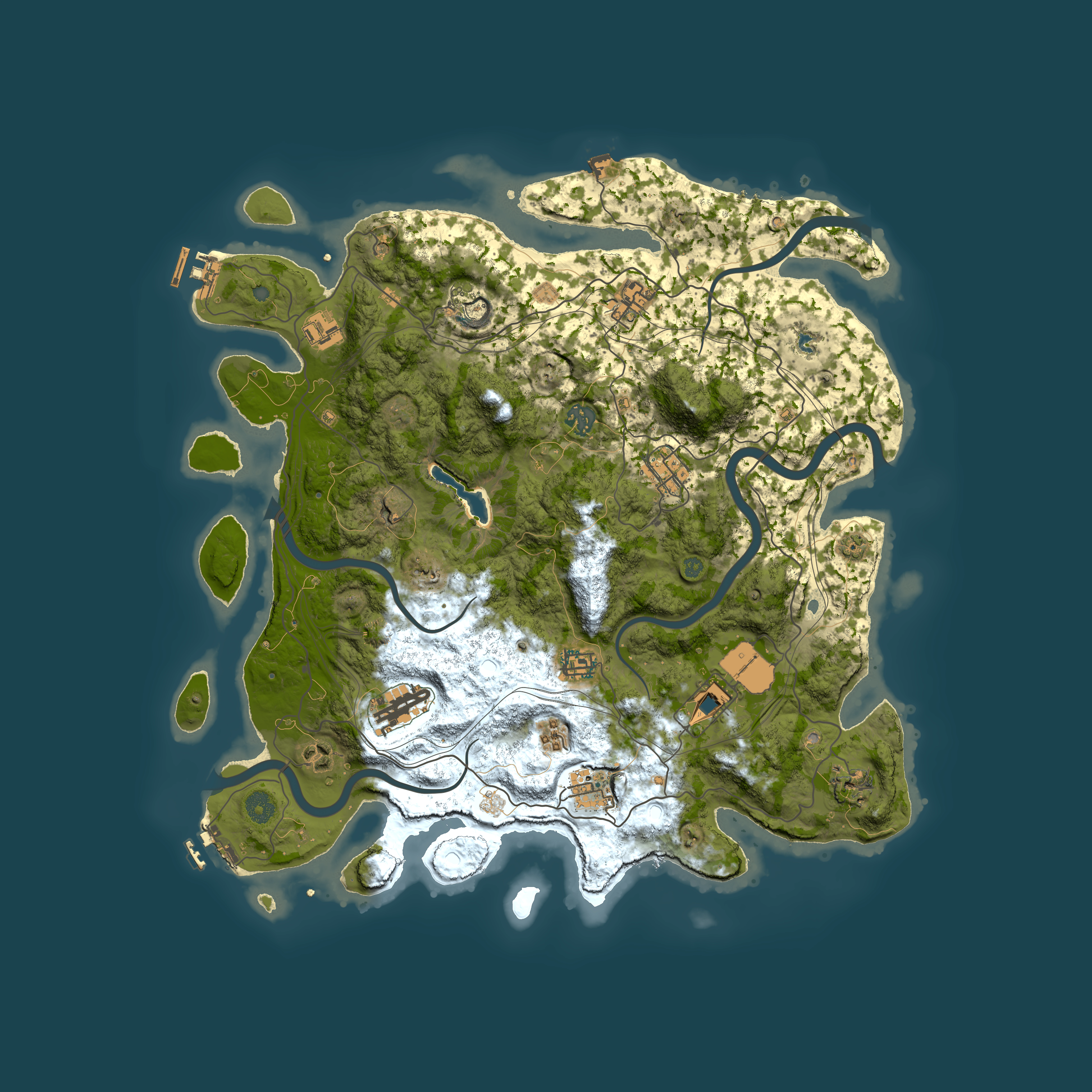 Full top-down render of Rust map seed 0, 4250x4250m