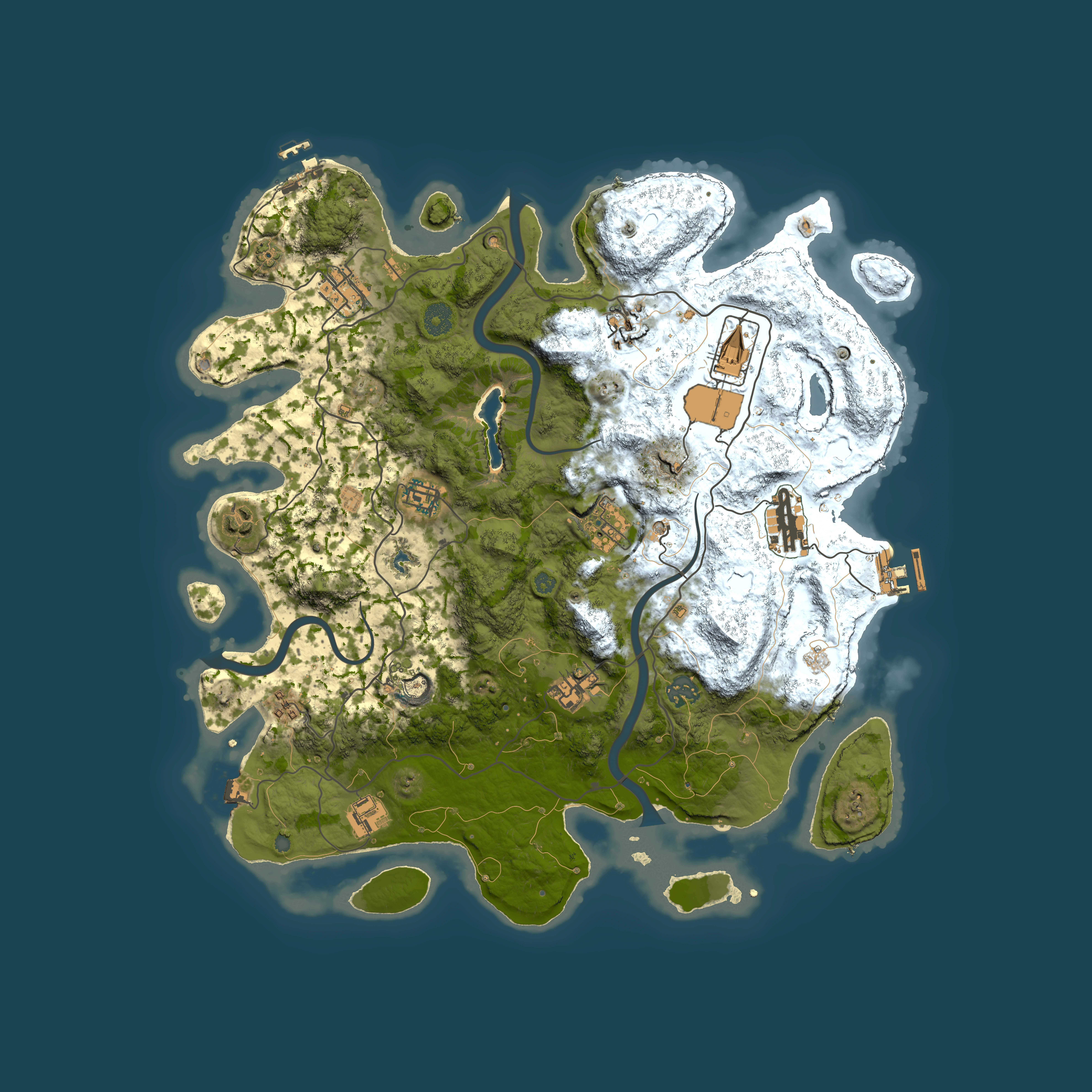 Full top-down render of Rust map seed 629948217, 4000x4000m