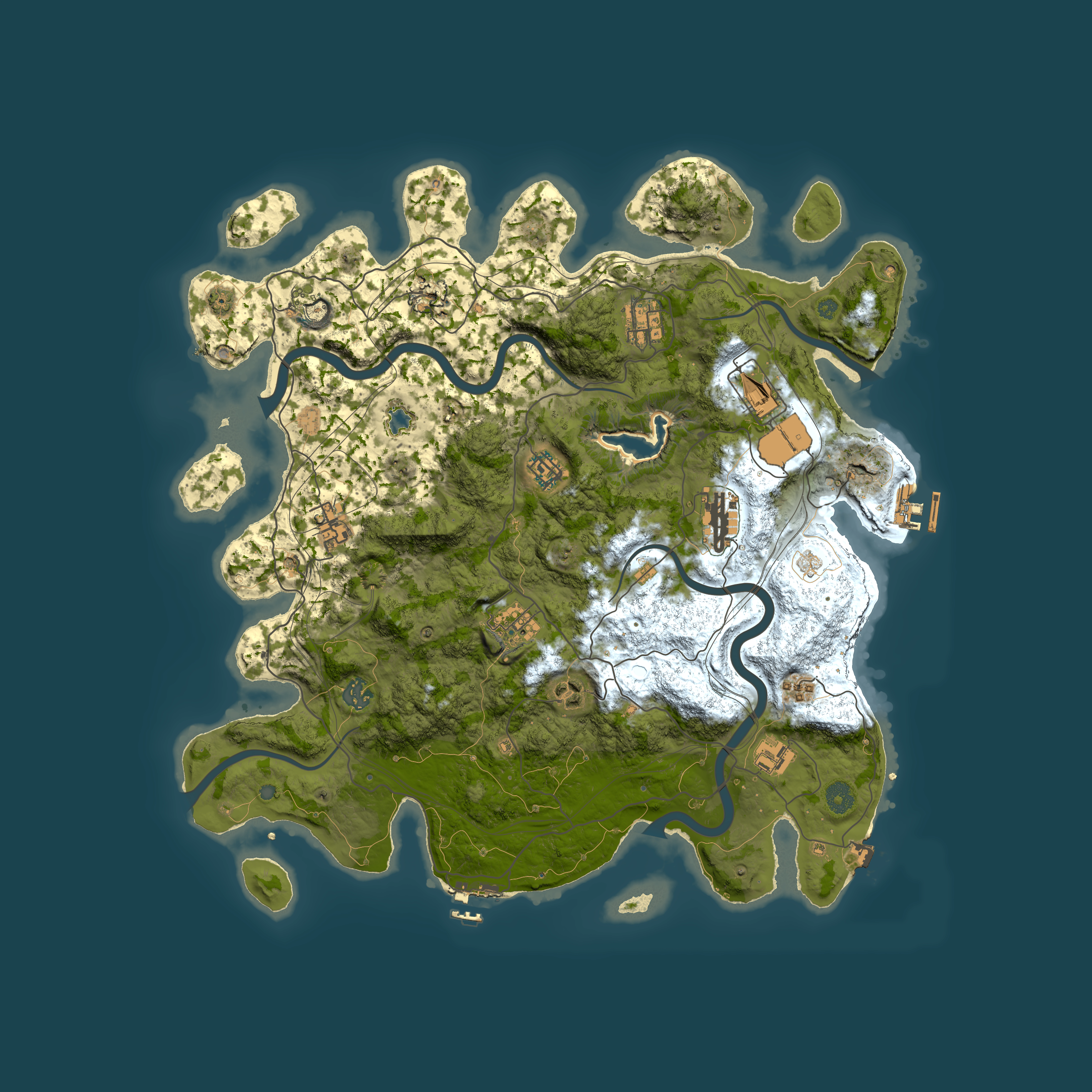 Full top-down render of Rust map seed 0, 4250x4250m