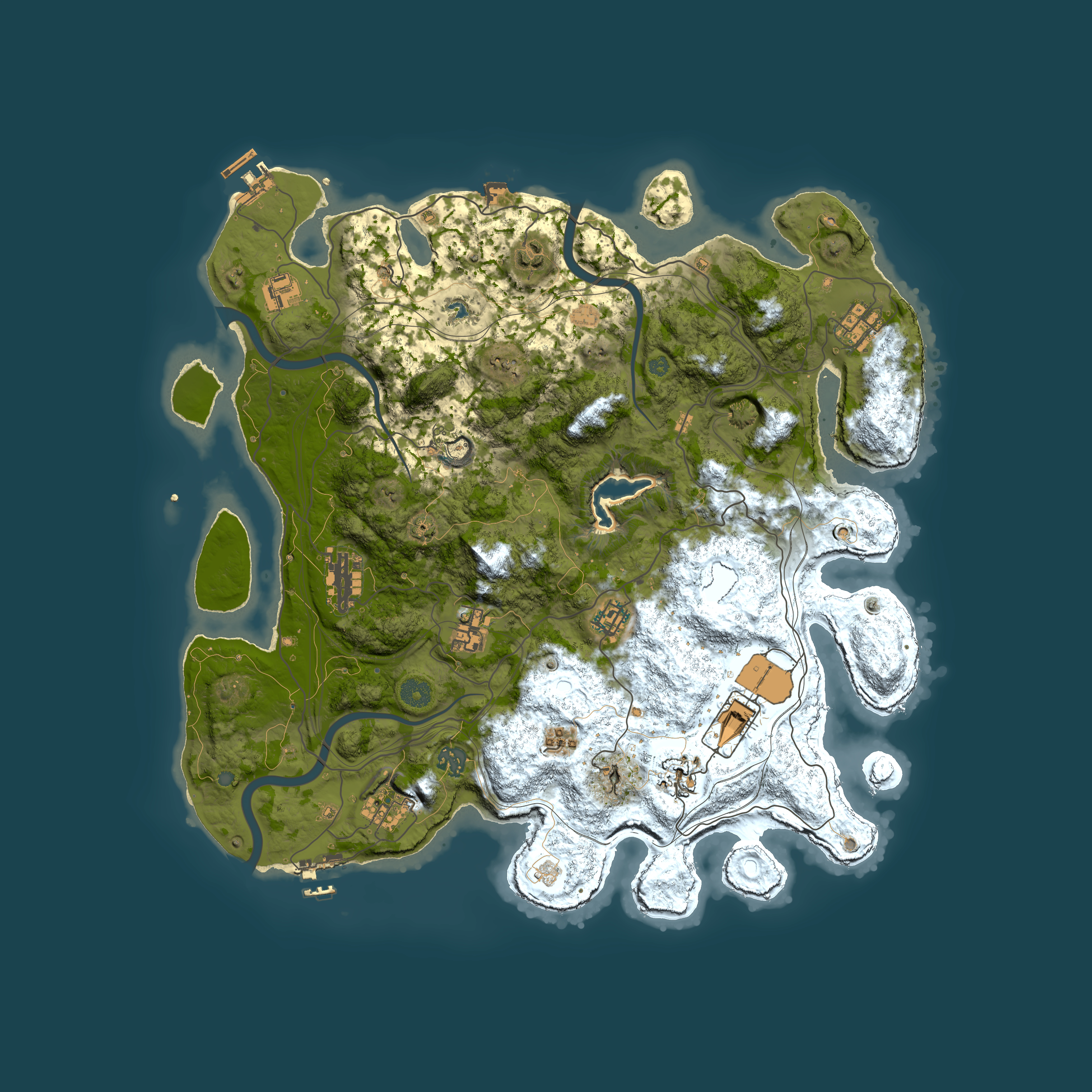 Full top-down render of Rust map seed 0, 4250x4250m