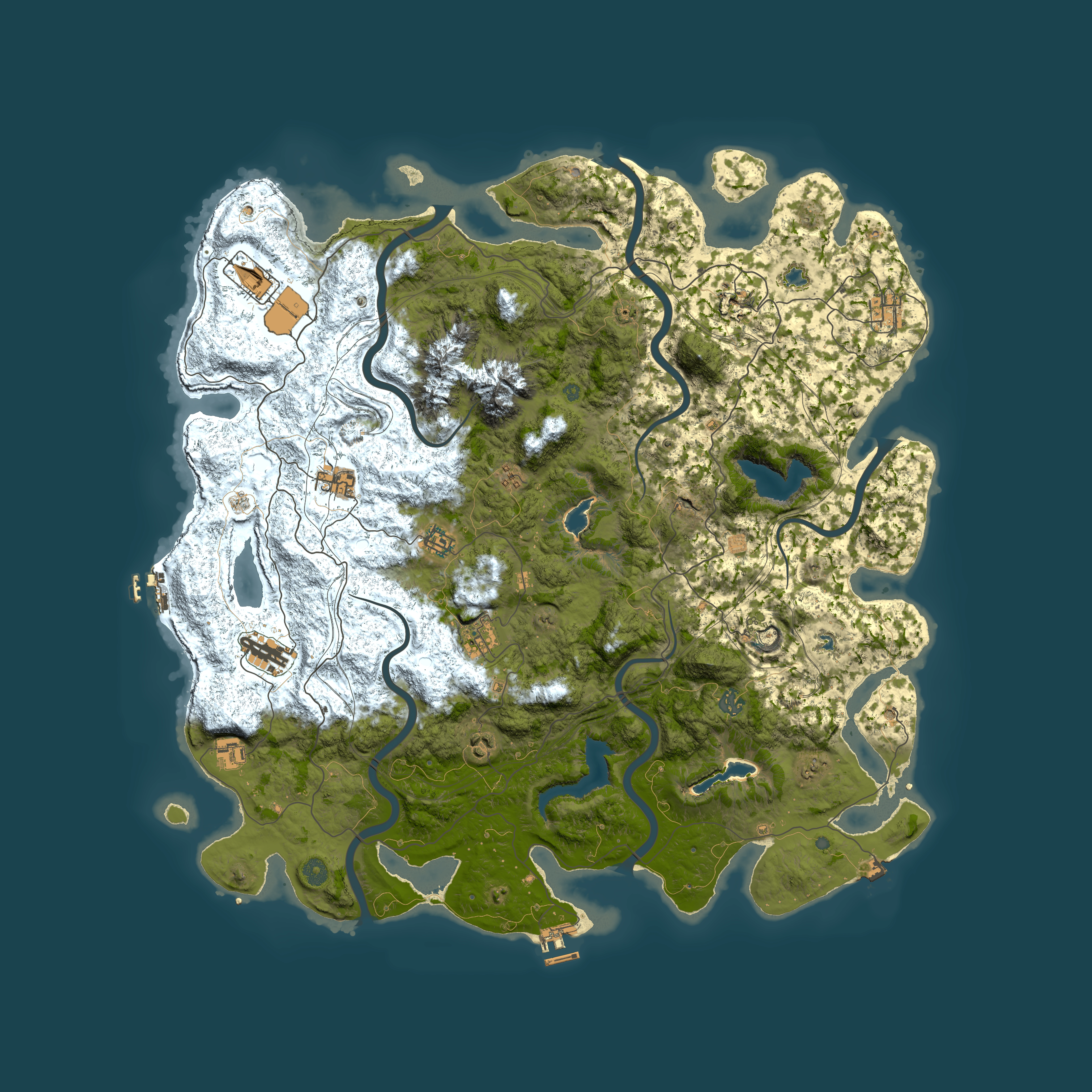 Full top-down render of Rust map seed 1016676437, 5000x5000m