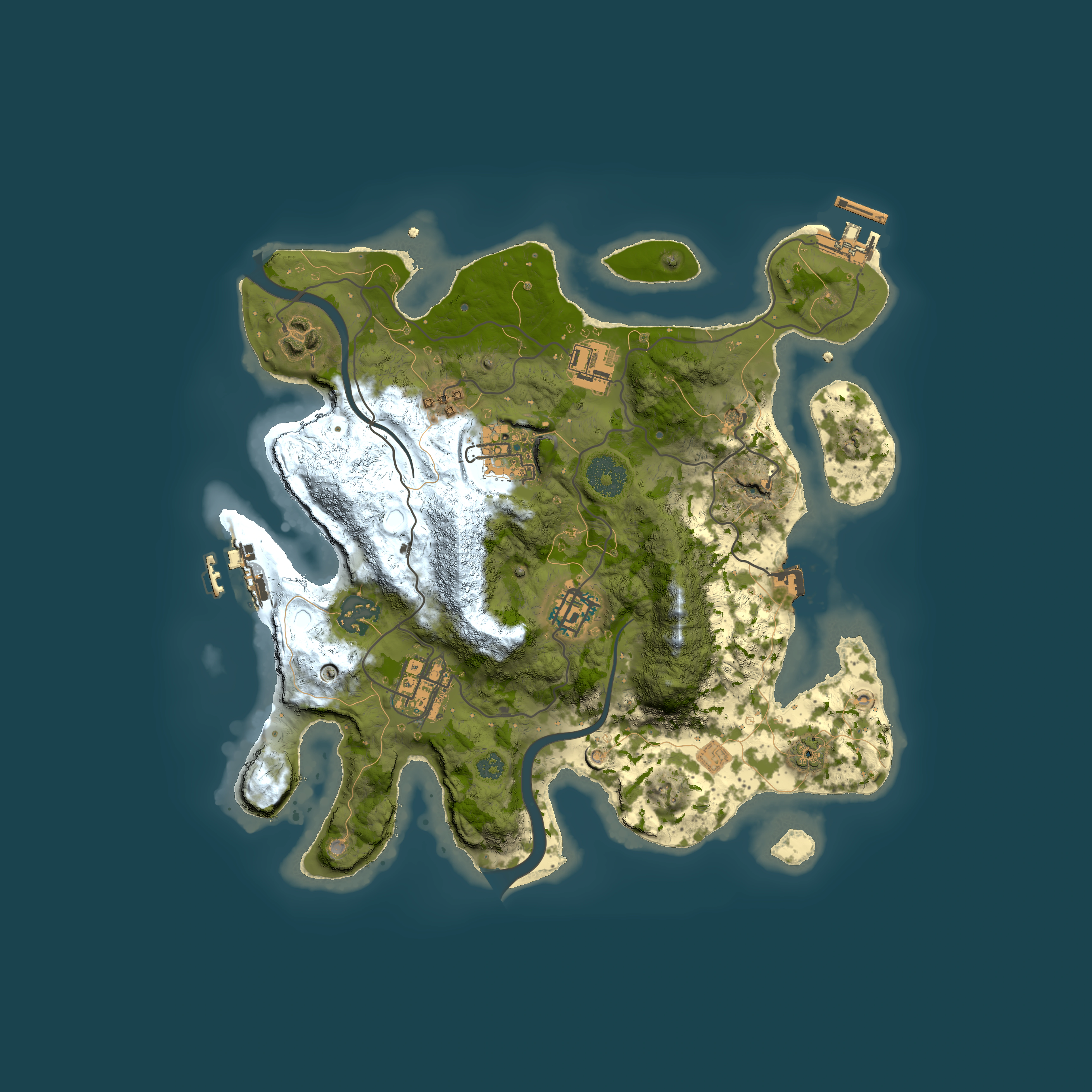 Full top-down render of Rust map seed 885027099, 3000x3000m