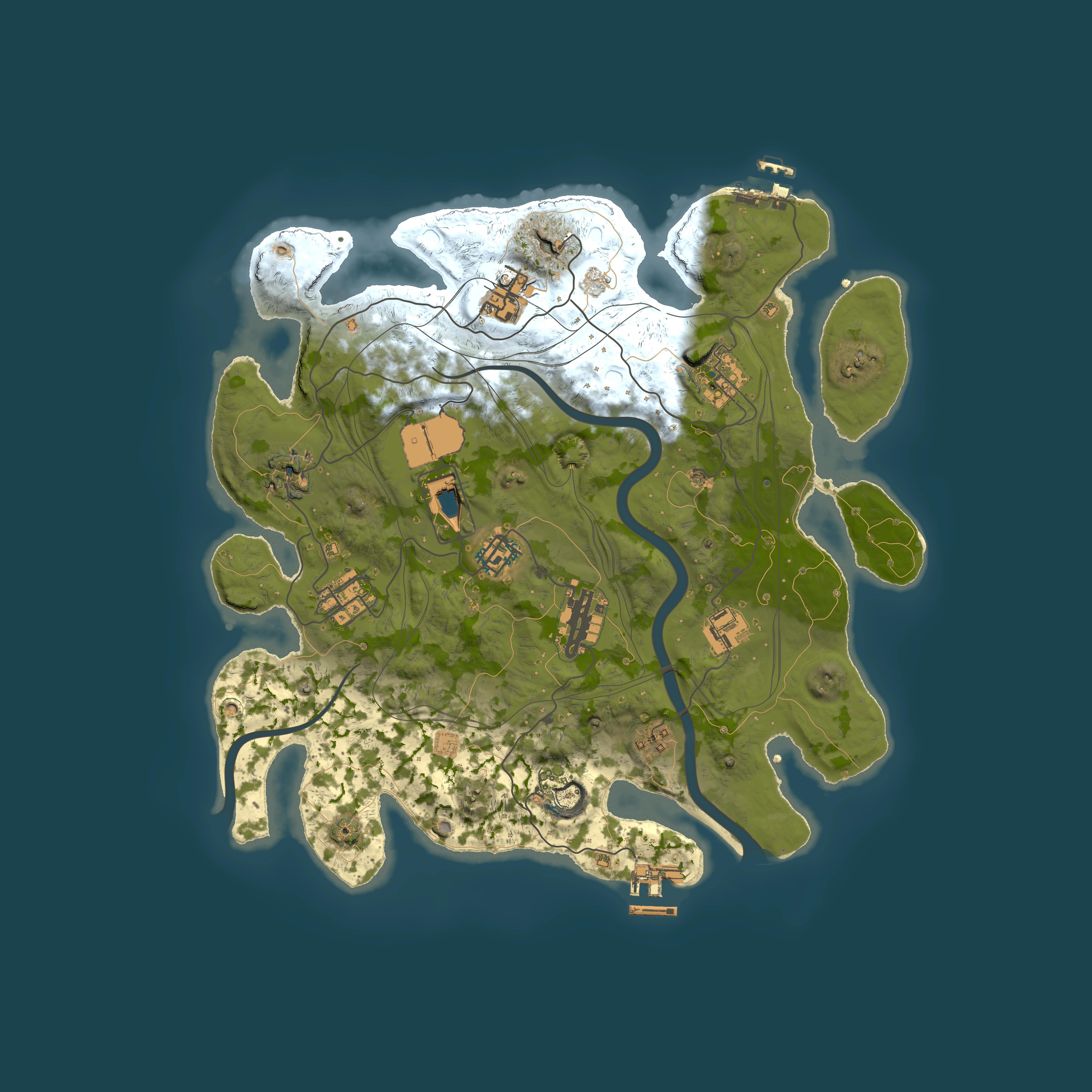 Full top-down render of Rust map seed 1112022, 3500x3500m