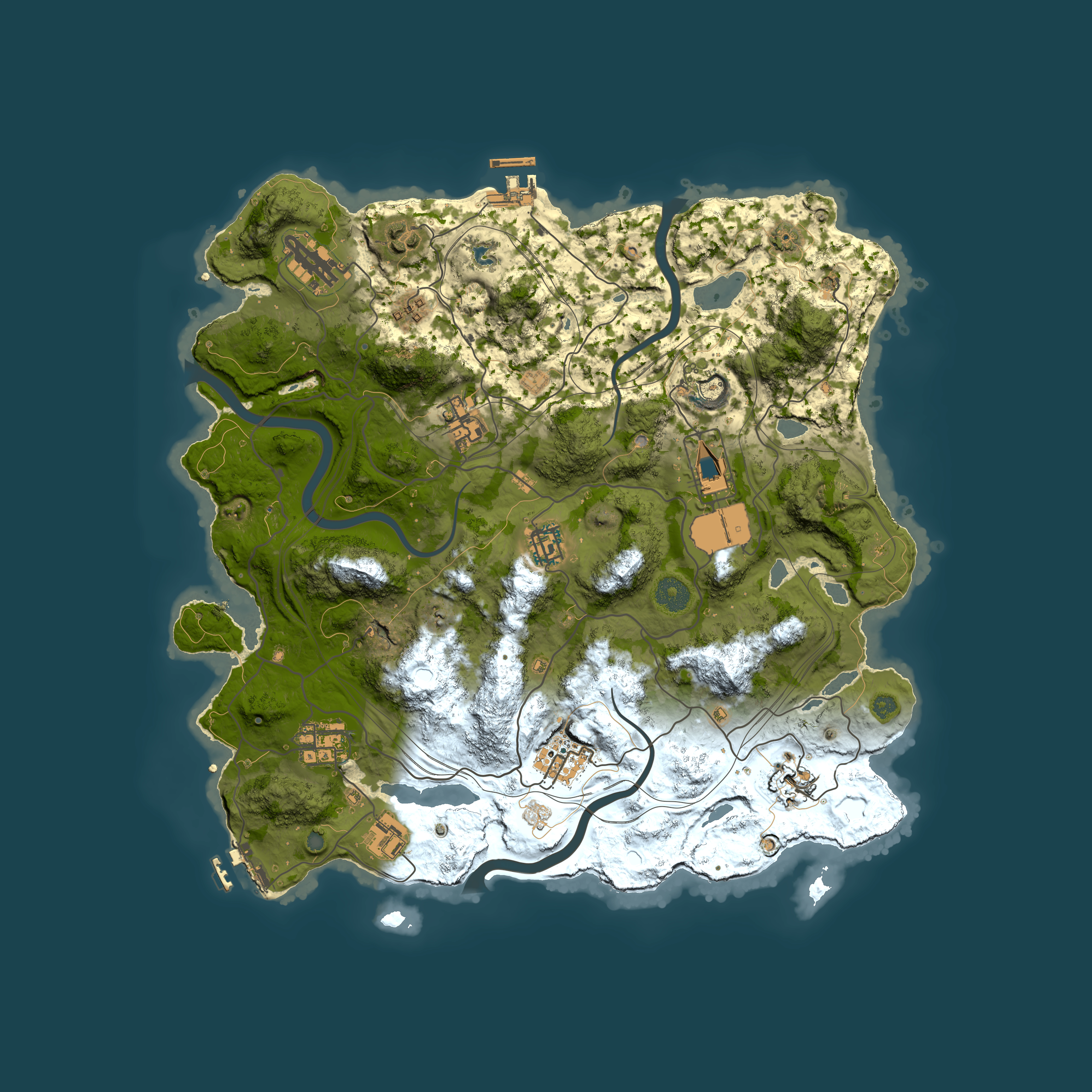 Full top-down render of Rust map seed 1337, 3700x3700m