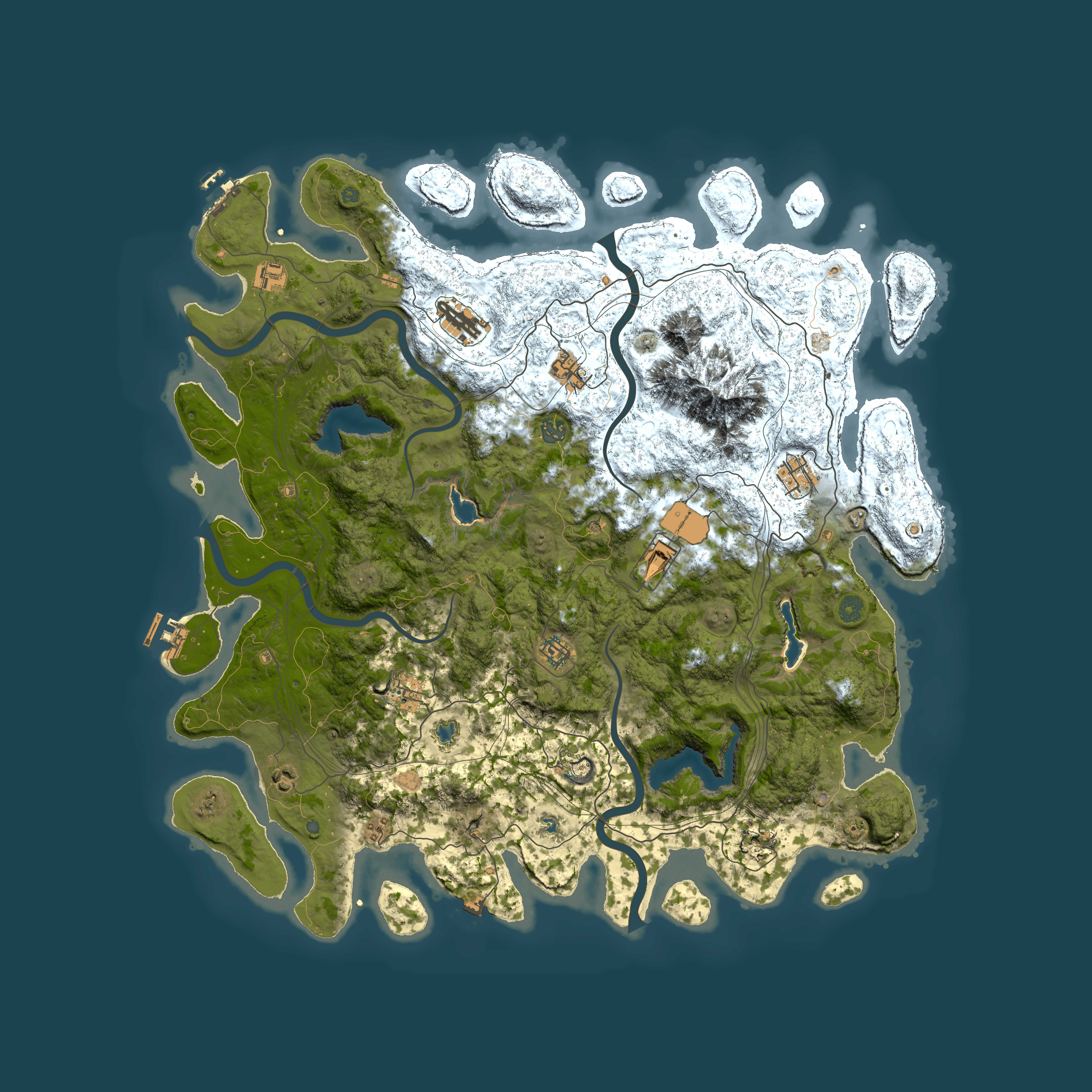 Full top-down render of Rust map seed 127500673, 5000x5000m