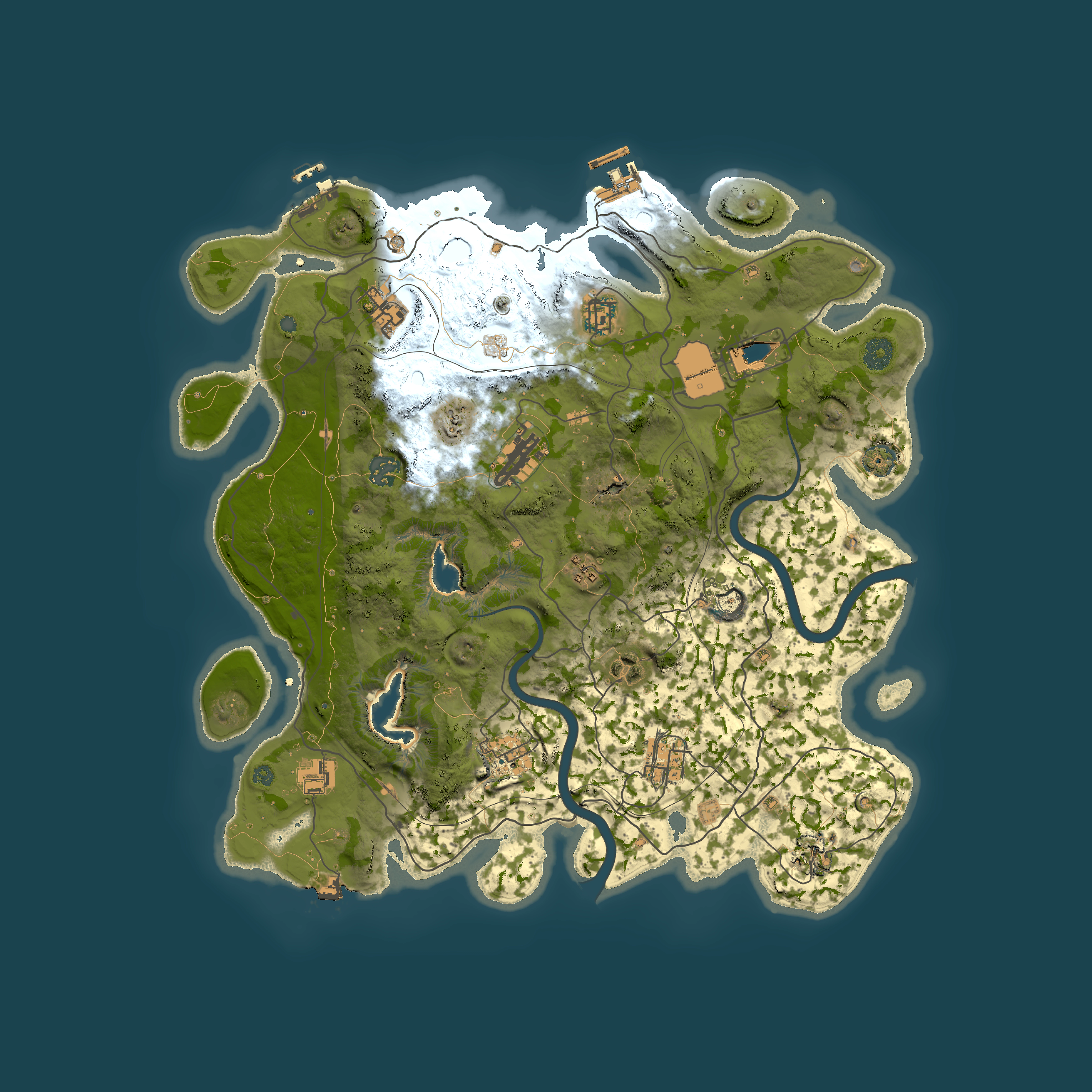 Full top-down render of Rust map seed 1337, 4000x4000m