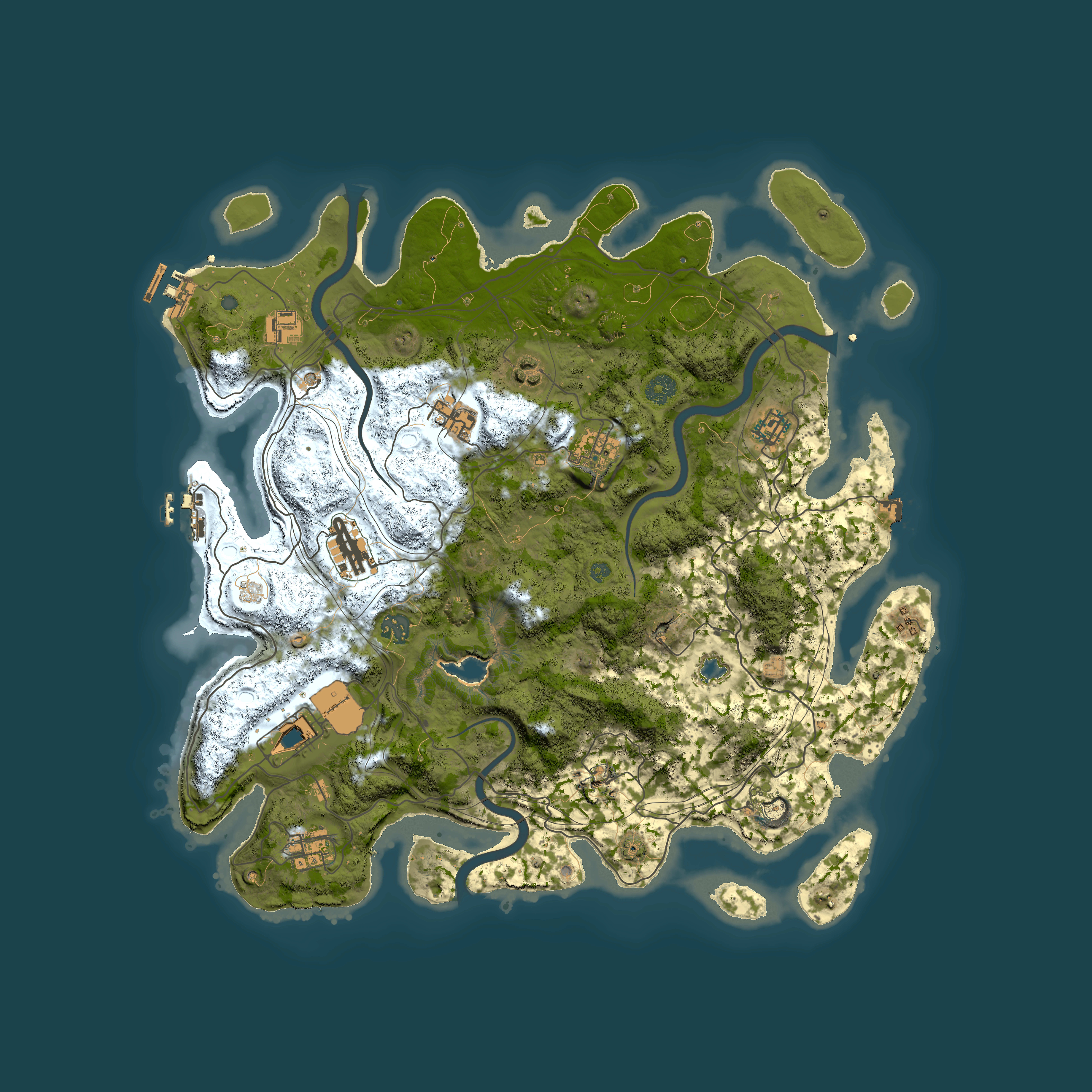Full top-down render of Rust map seed 0, 4250x4250m