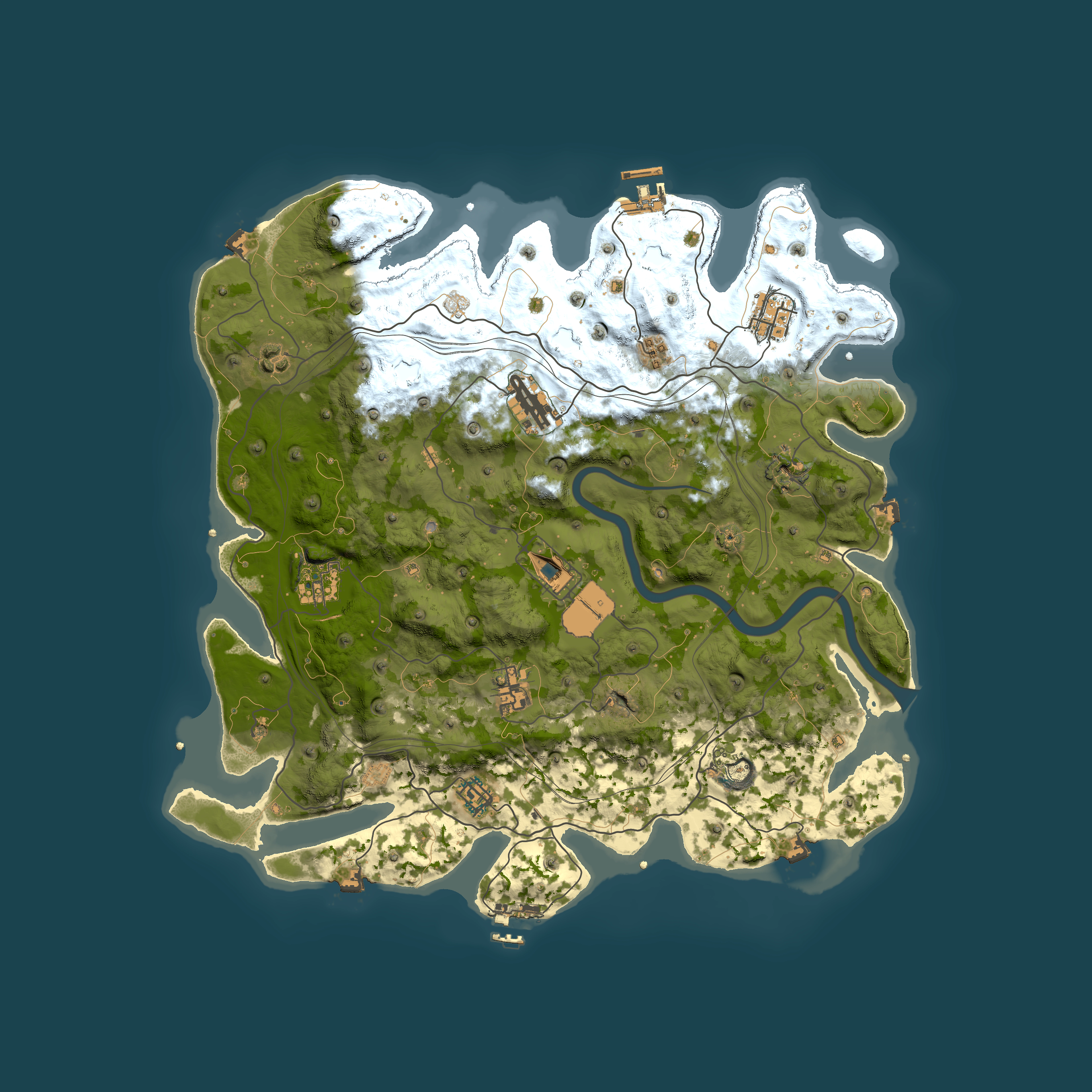 Full top-down render of Rust map seed 1337, 4101x4101m