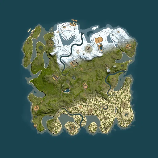 Rust map seed 1, 4200x4200m top-down preview