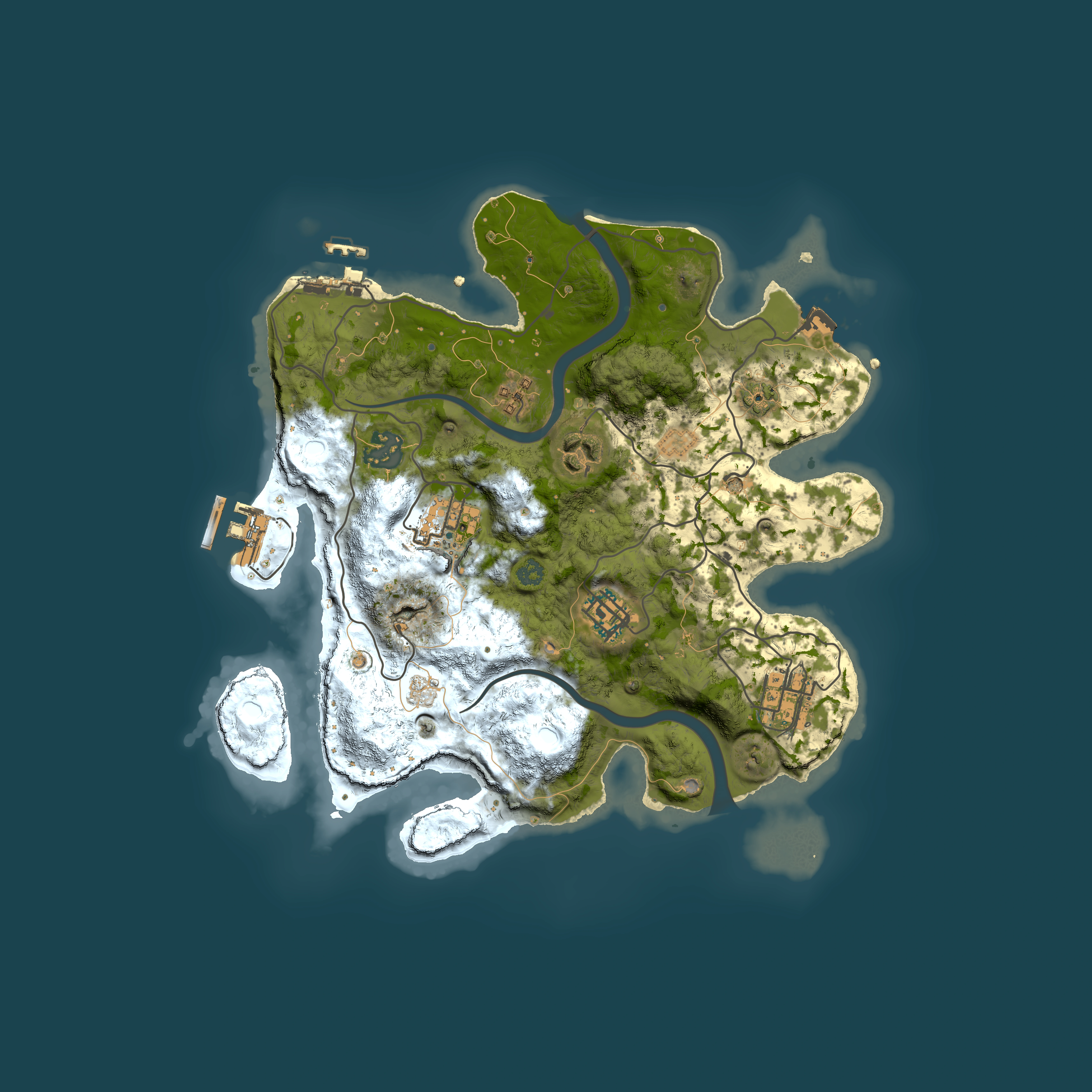 Full top-down render of Rust map seed 768213967, 3000x3000m