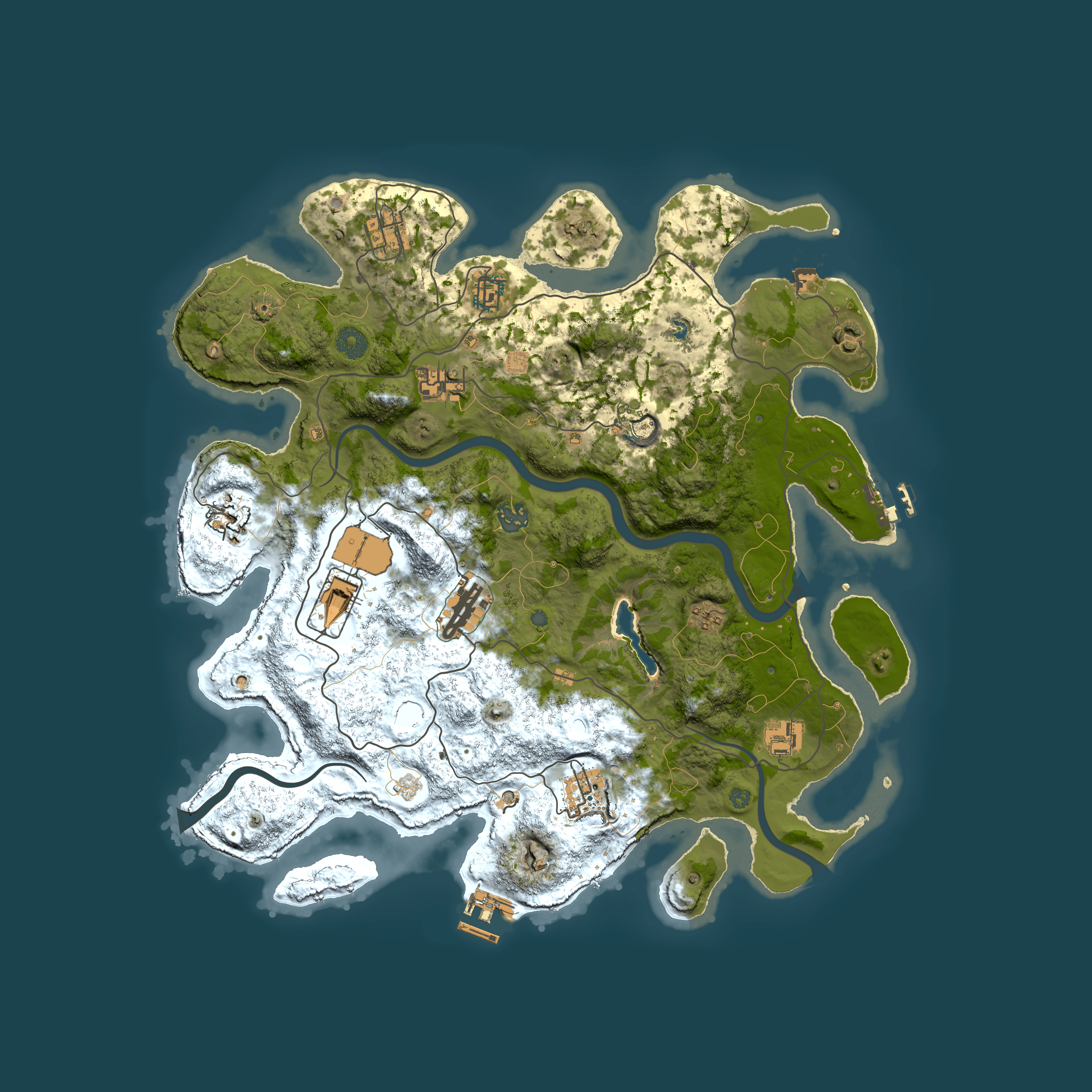 Full top-down render of Rust map seed 60, 4000x4000m