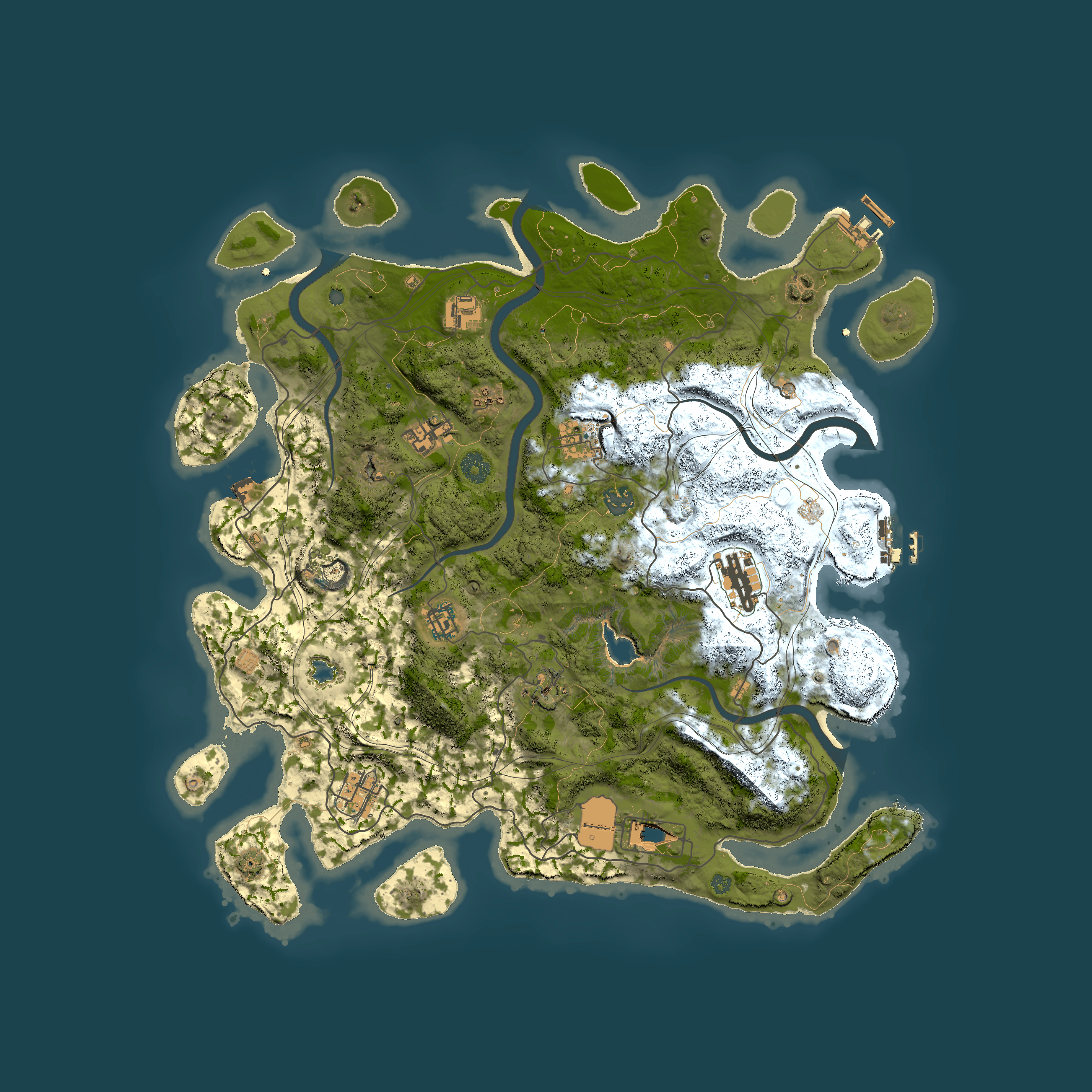 Full top-down render of Rust map seed 0, 4250x4250m