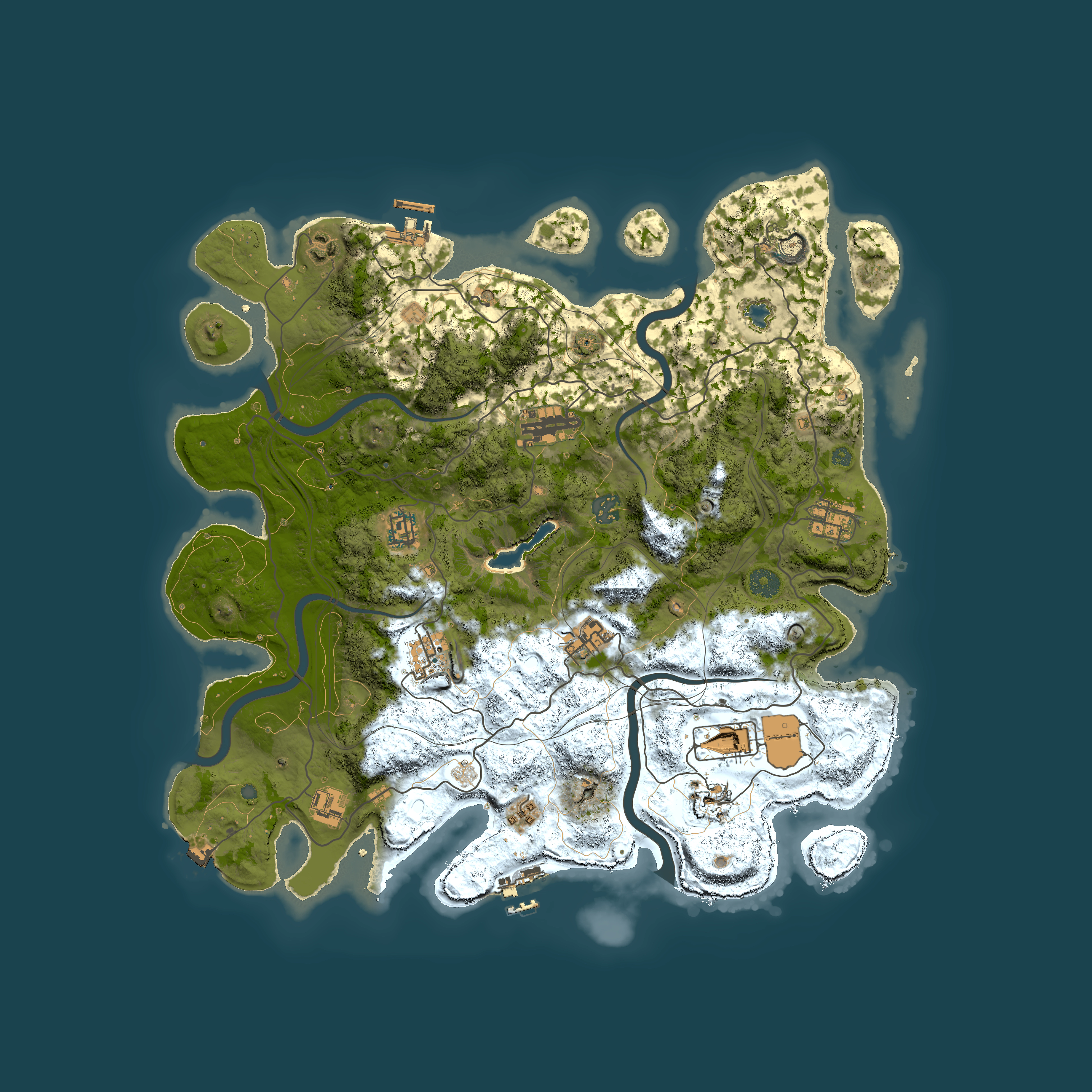 Full top-down render of Rust map seed 0, 4250x4250m