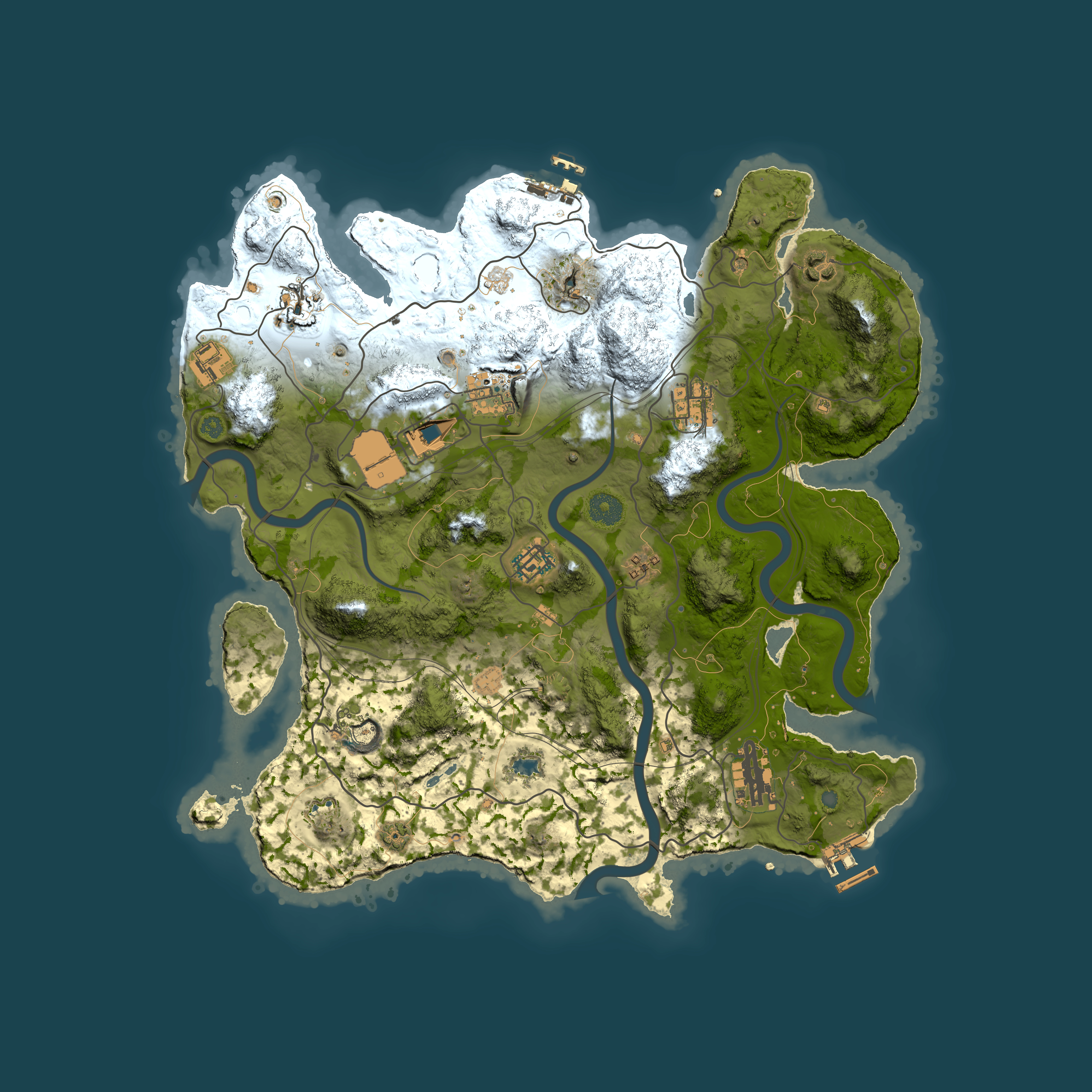 Full top-down render of Rust map seed 1337, 3800x3800m